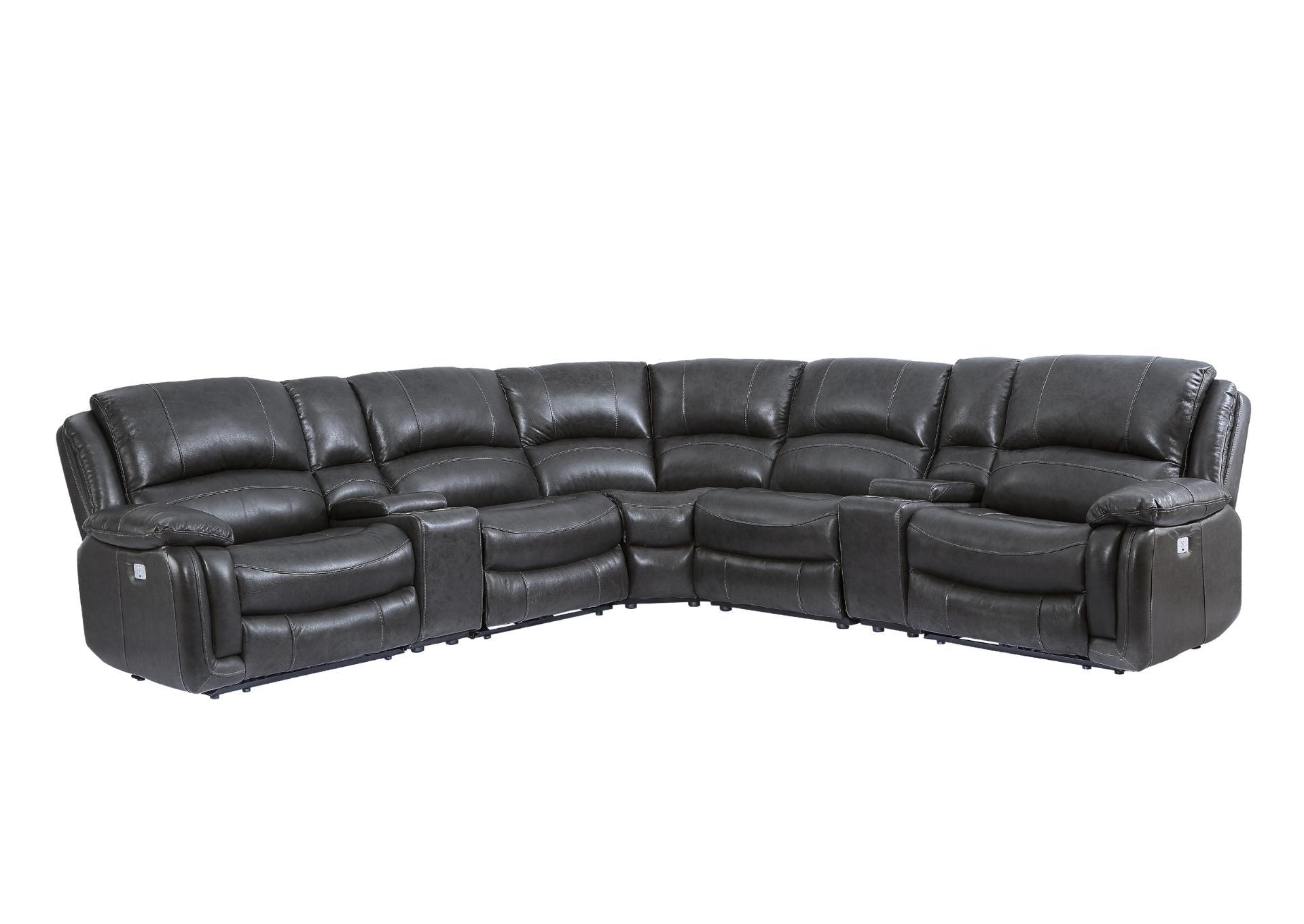 DENVERS 7 PIECE CHARCOAL LEATHER SECTIONAL