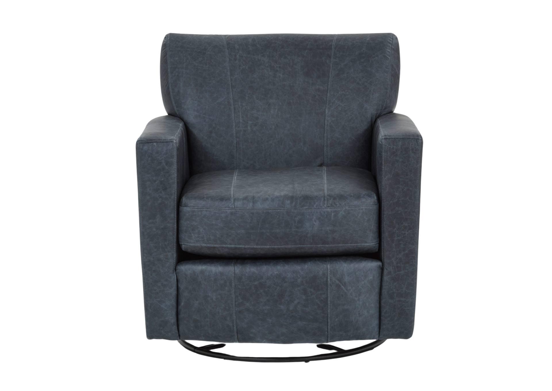 CAROLY INDIGO LEATHER SWIVEL GLIDER,BEST CHAIRS INC