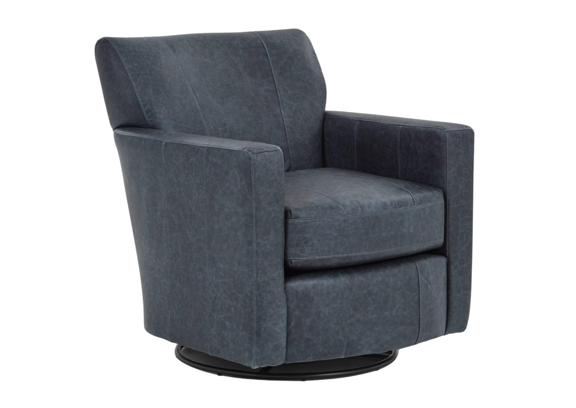 CAROLY INDIGO LEATHER SWIVEL GLIDER,BEST CHAIRS INC