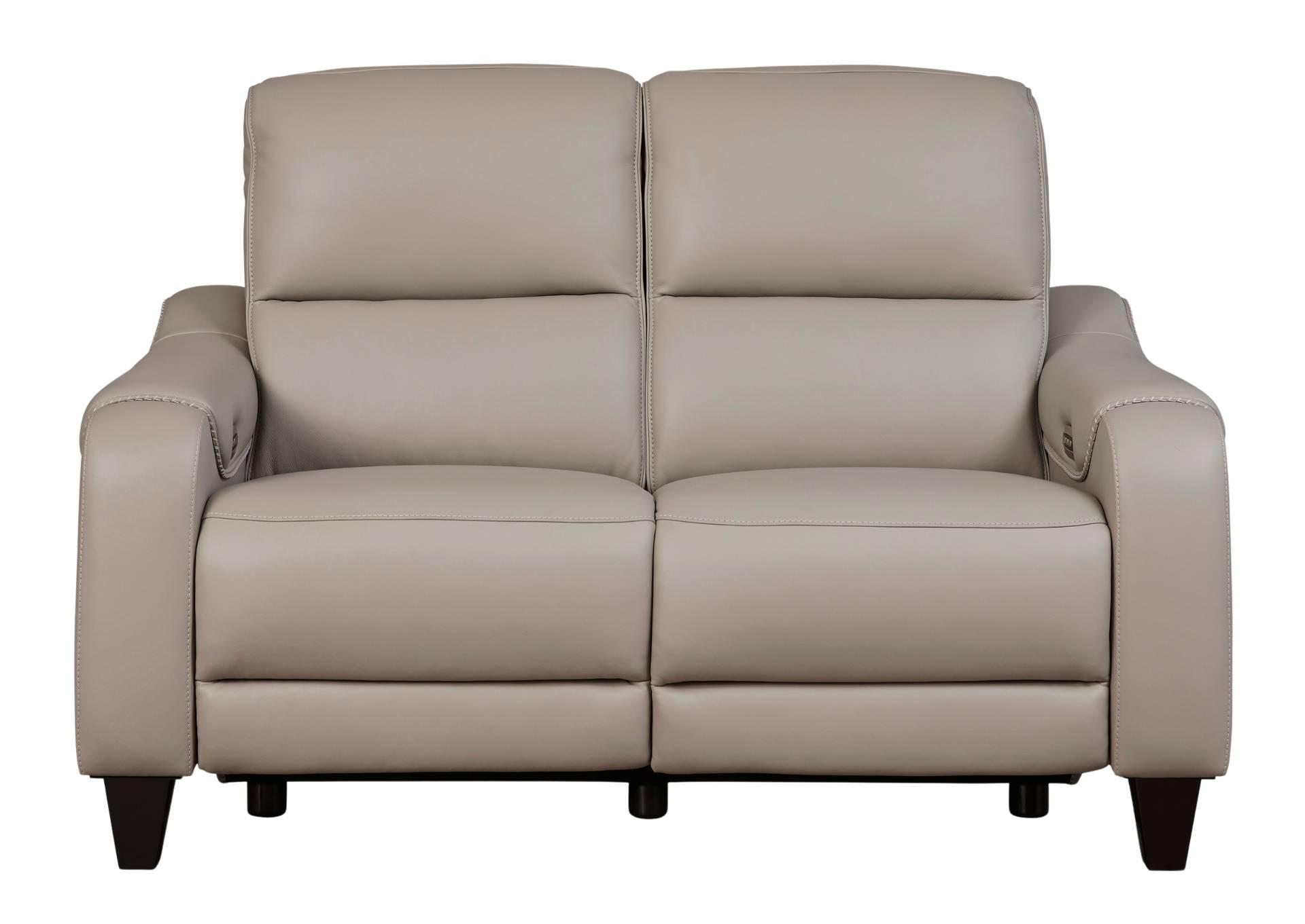 MERCOMATIC GRAY LEATHER 2P POWER RECLINING LOVESEAT