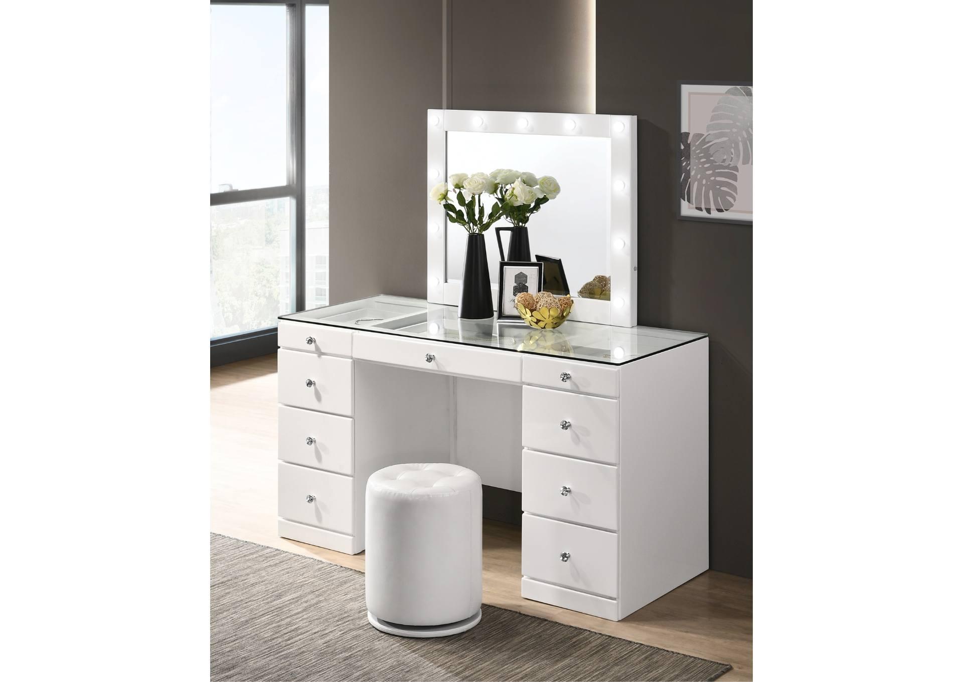 AVERY WHITE VANITY WITH LED MIRROR,CROWN MARK INT.
