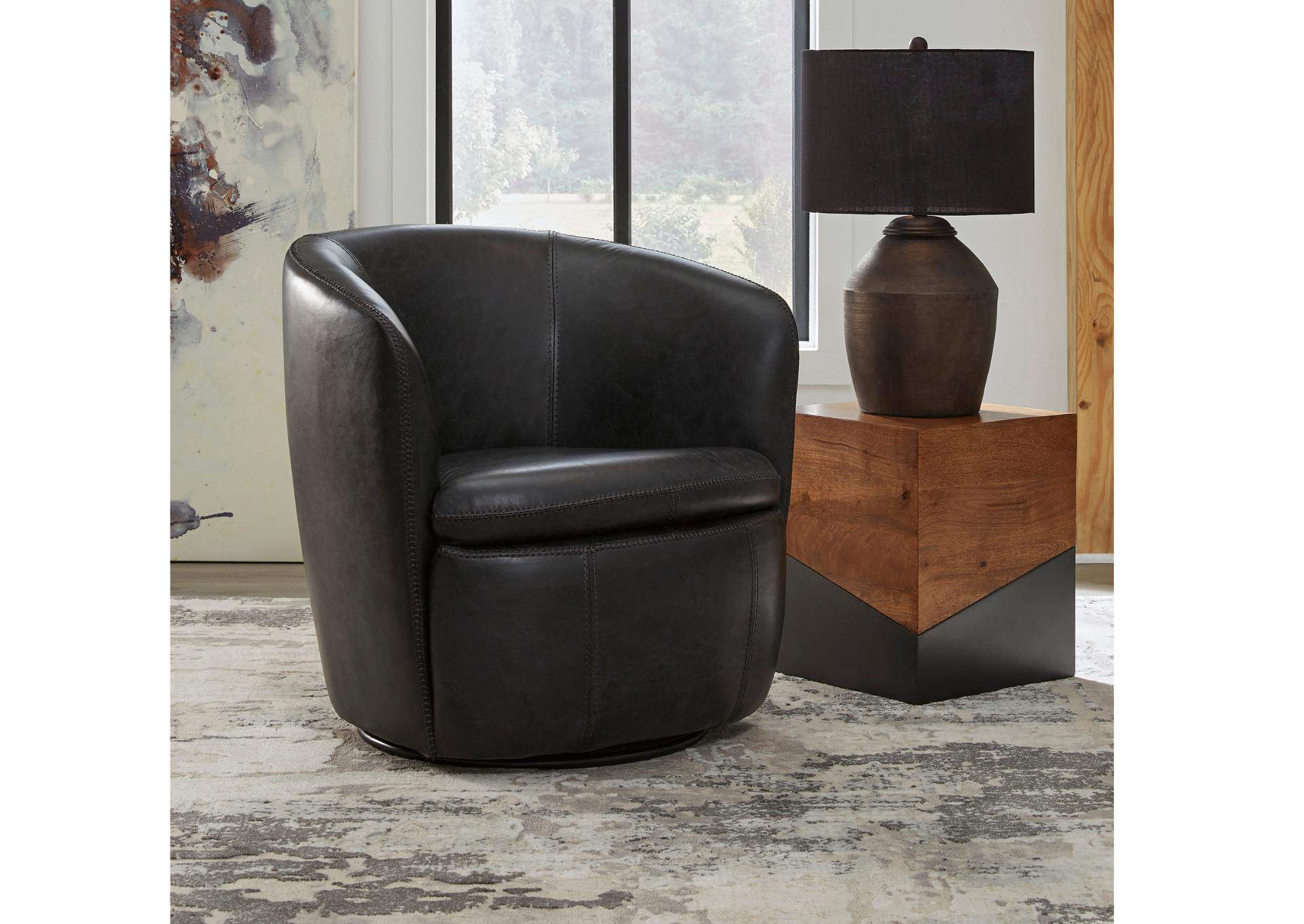 KIERREYS MIDNIGHT 100% LEATHER SWIVEL CHAIR,ASHLEY FURNITURE INC.