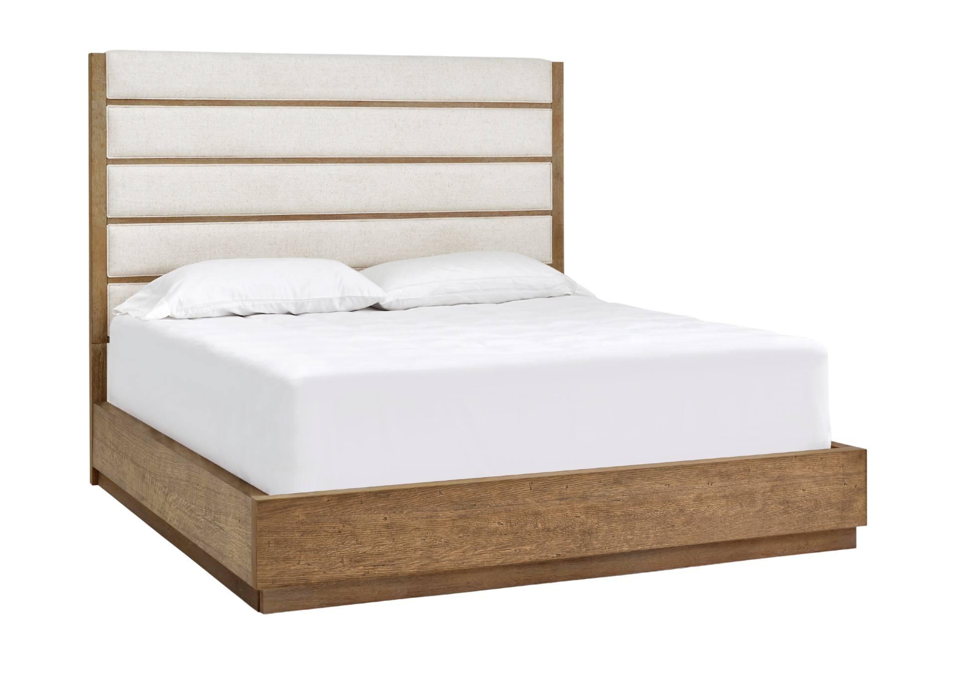 AMHERST LIGHT OAK QUEEN UPHOLSTERED BED,MAGS