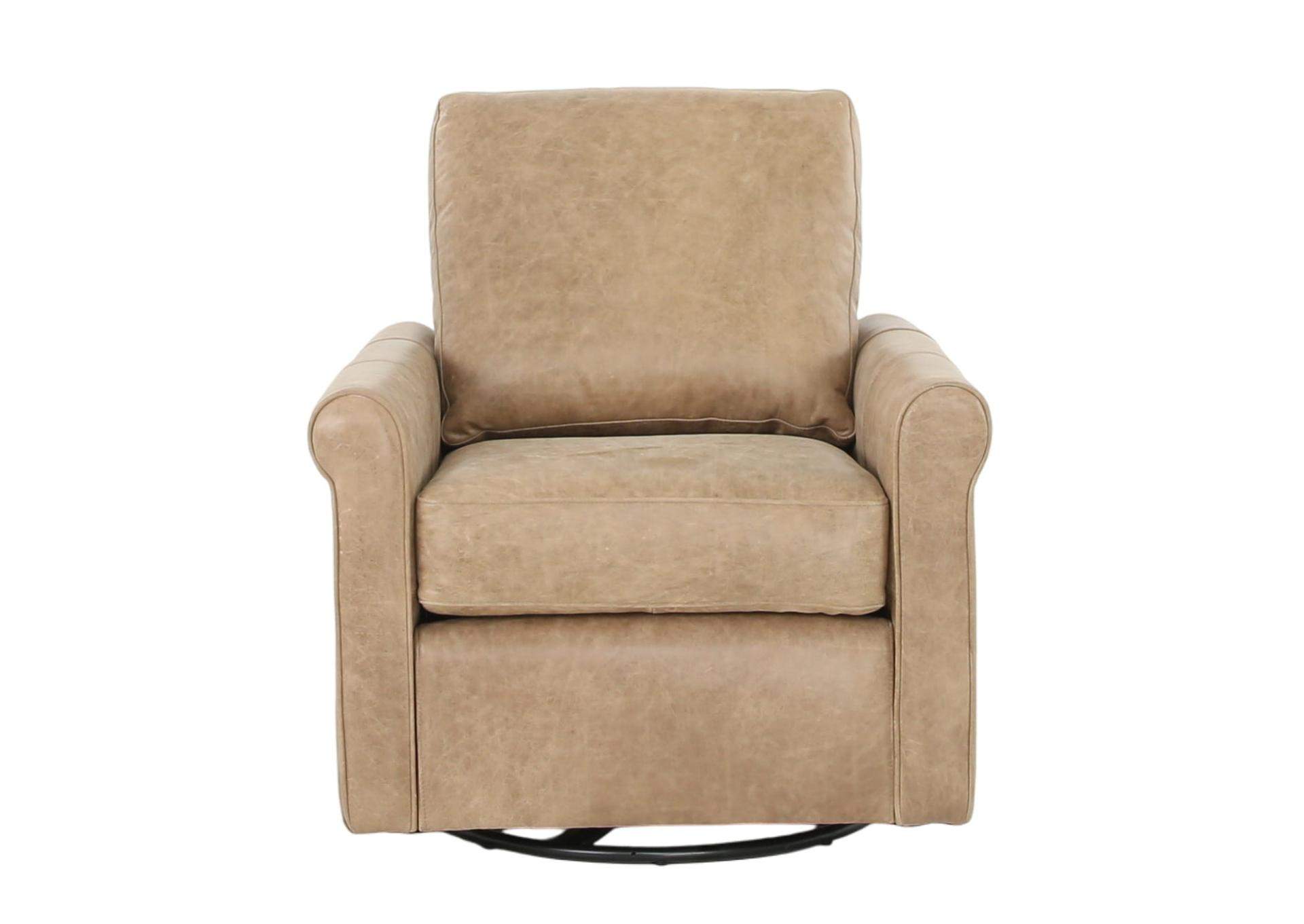 LUKE TAUPE LEATHER SWIVEL GLIDE CHAIR,MNDY
