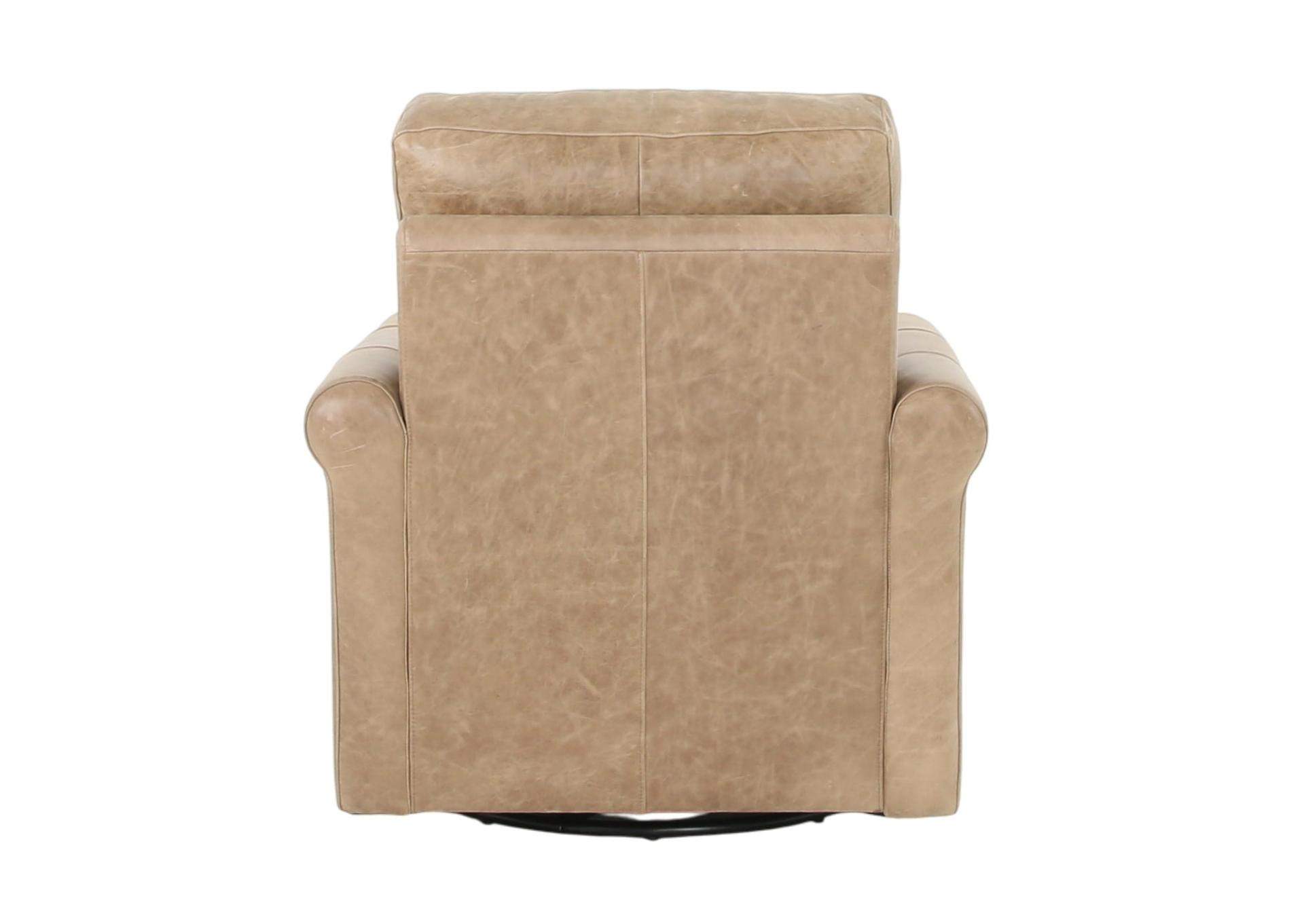 LUKE TAUPE LEATHER SWIVEL GLIDE CHAIR,MNDY