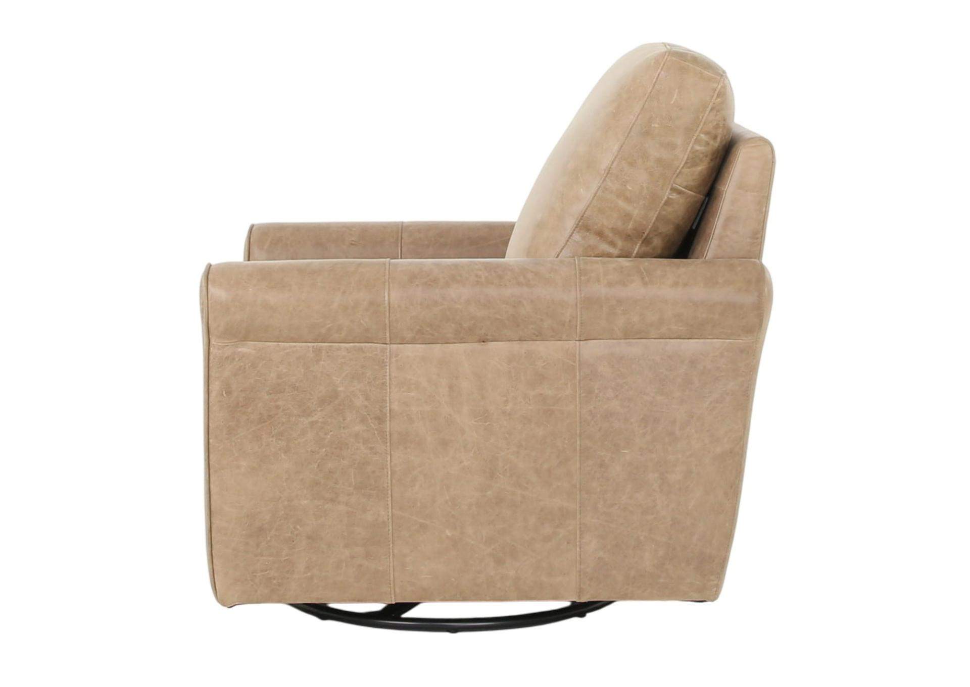 LUKE TAUPE LEATHER SWIVEL GLIDE CHAIR,MNDY