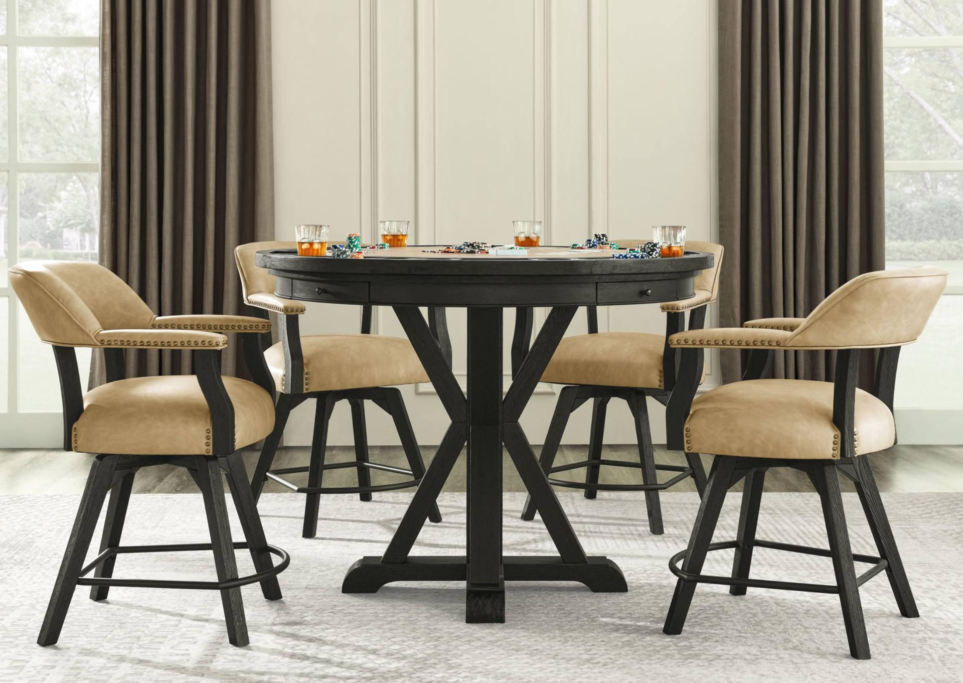 RYLIE BLACK 6PC COUNTER DINING SET W/GAMING TOP,STEVE SILVER COMPANY