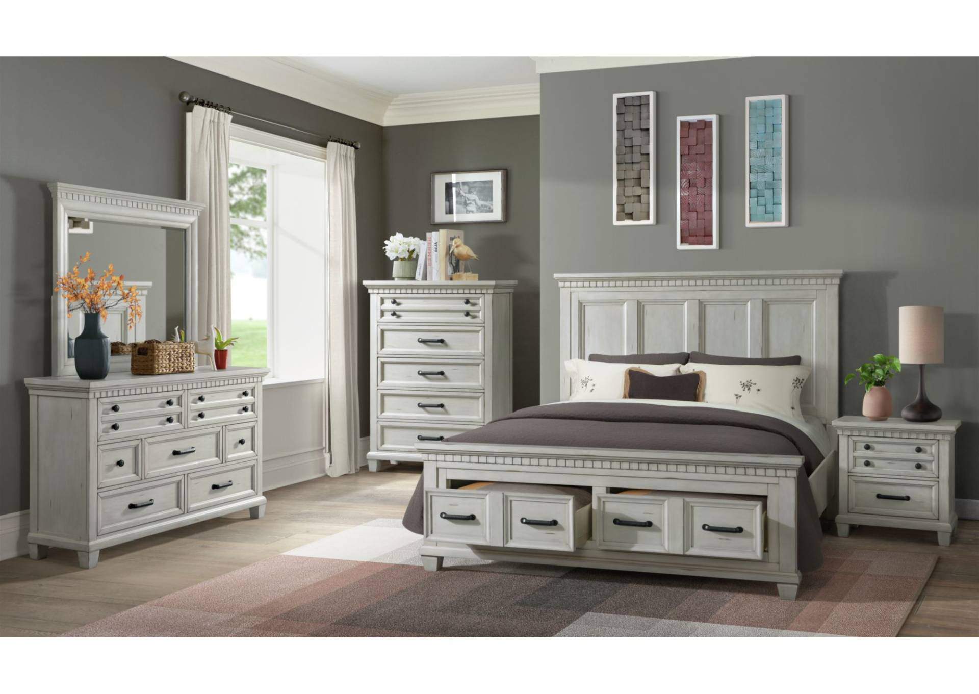 MCCOY ANTIQUE WHITE KING BED,ELEMENTS INTERNATIONAL GROUP, LLC