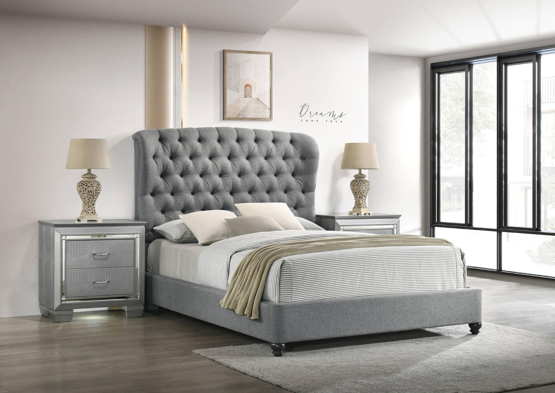 LINDA GREY KING BED,CROWN MARK INT.