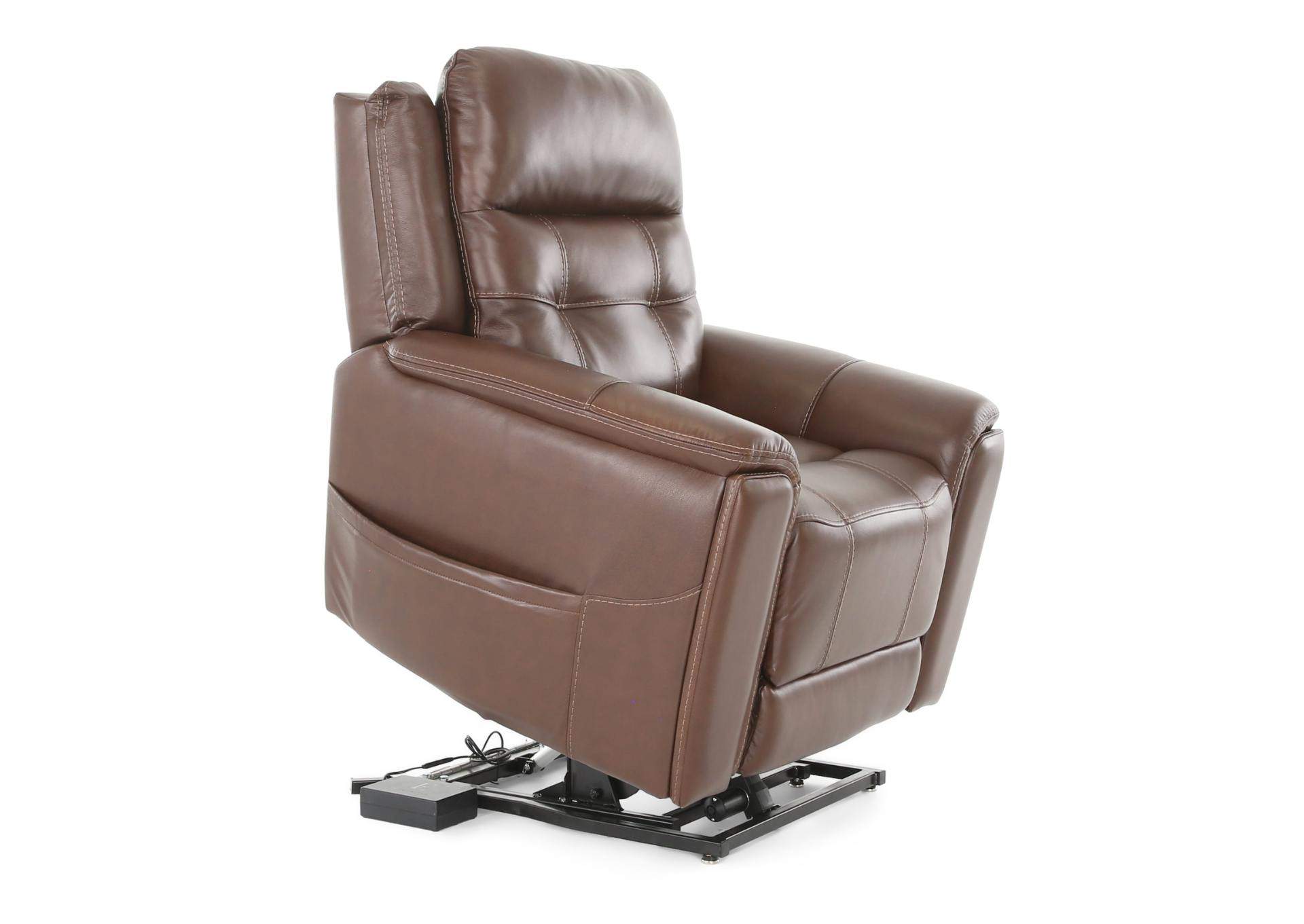 COFFEE 100% LEATHER LIFT CHAIR WITH HEAT, POWER ADJUSTABLE HEADREST AND LUMBAR,MEGA MOTION, LLC.