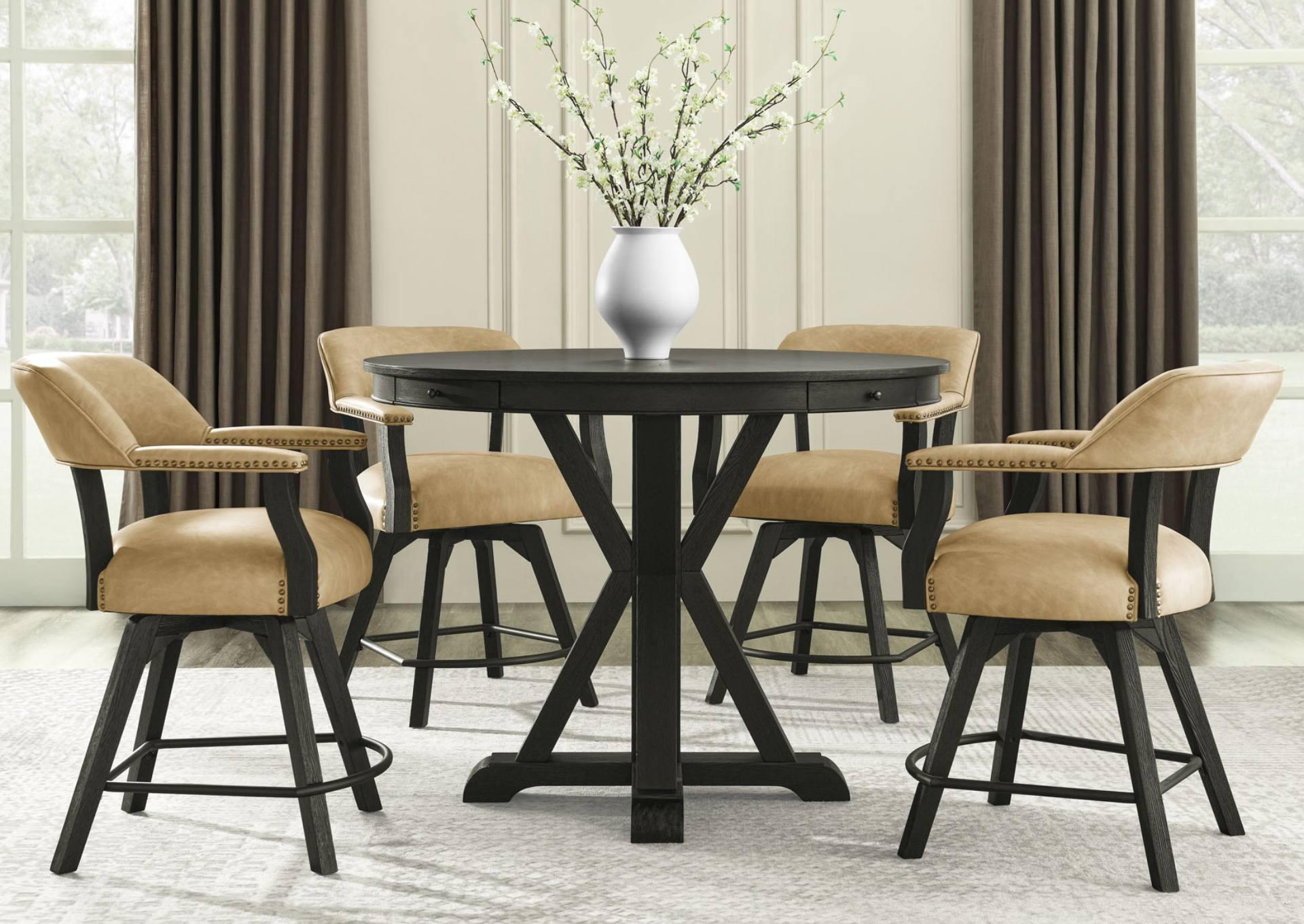 RYLIE BLACK 5 PIECE COUNTER DINING SET,STEVE SILVER COMPANY