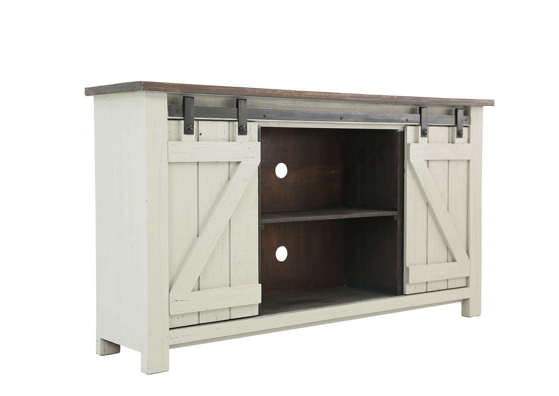 Sterling Barn Door Media Console - Aged Gray/Tobacco,ARDENT HOME
