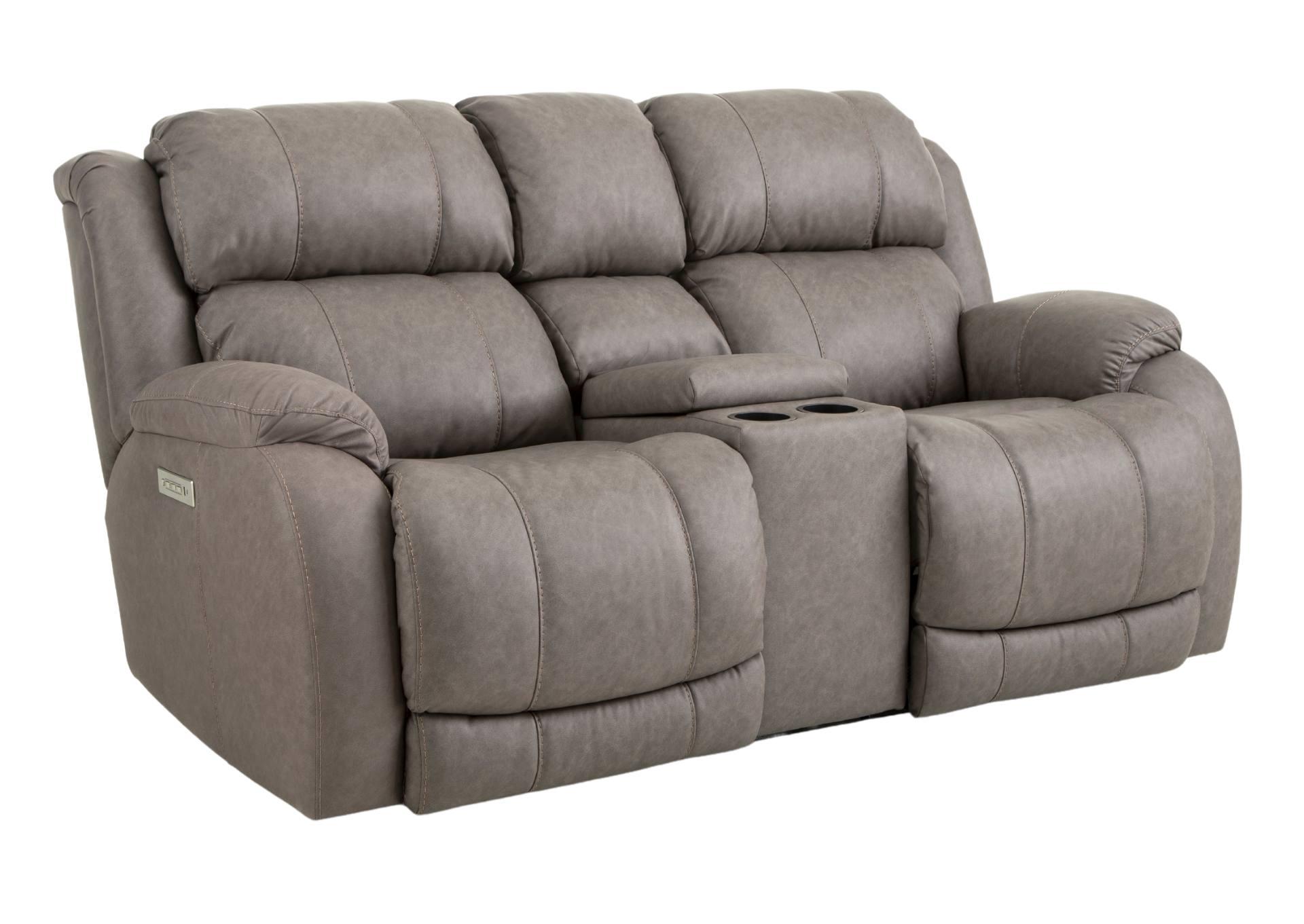 STELLAR GREY 3P POWER LOVESEAT WITH CONSOLE