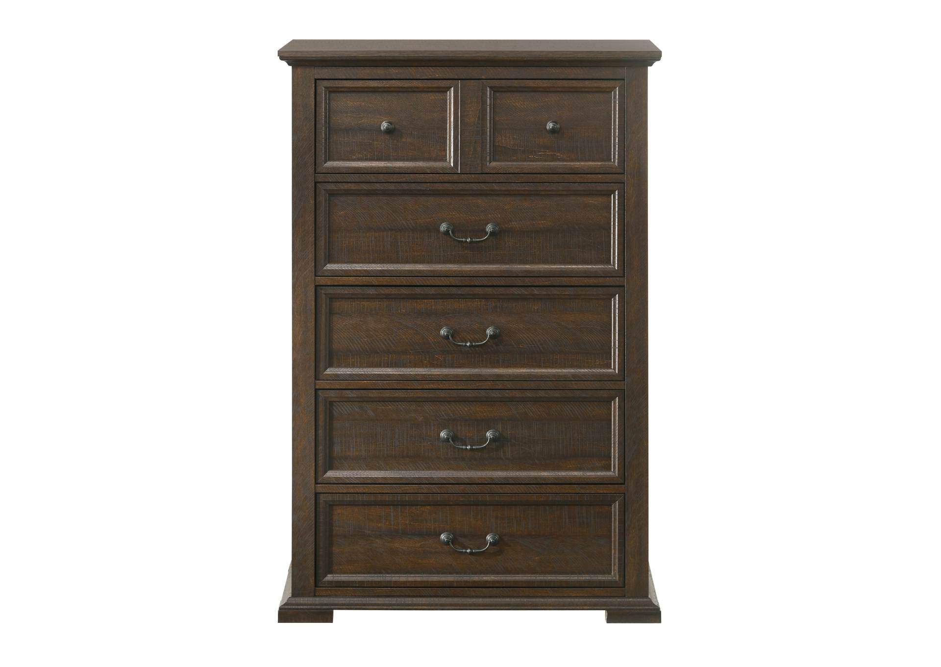 MOSSBERG RUSTIC OAK 5 DRAWER CHEST,LIFESTYLE FURNITURE