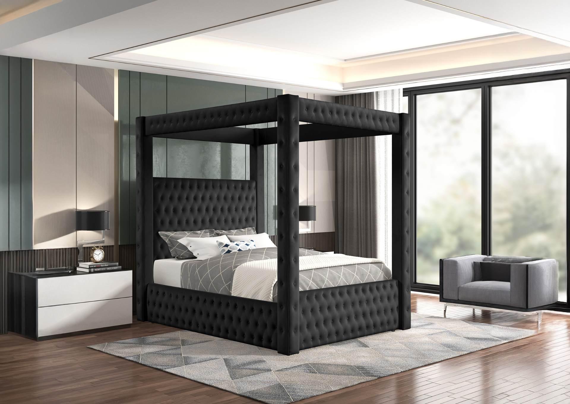 ANNABELLE BLACK CANOPY QUEEN BED,CROWN MARK INT.