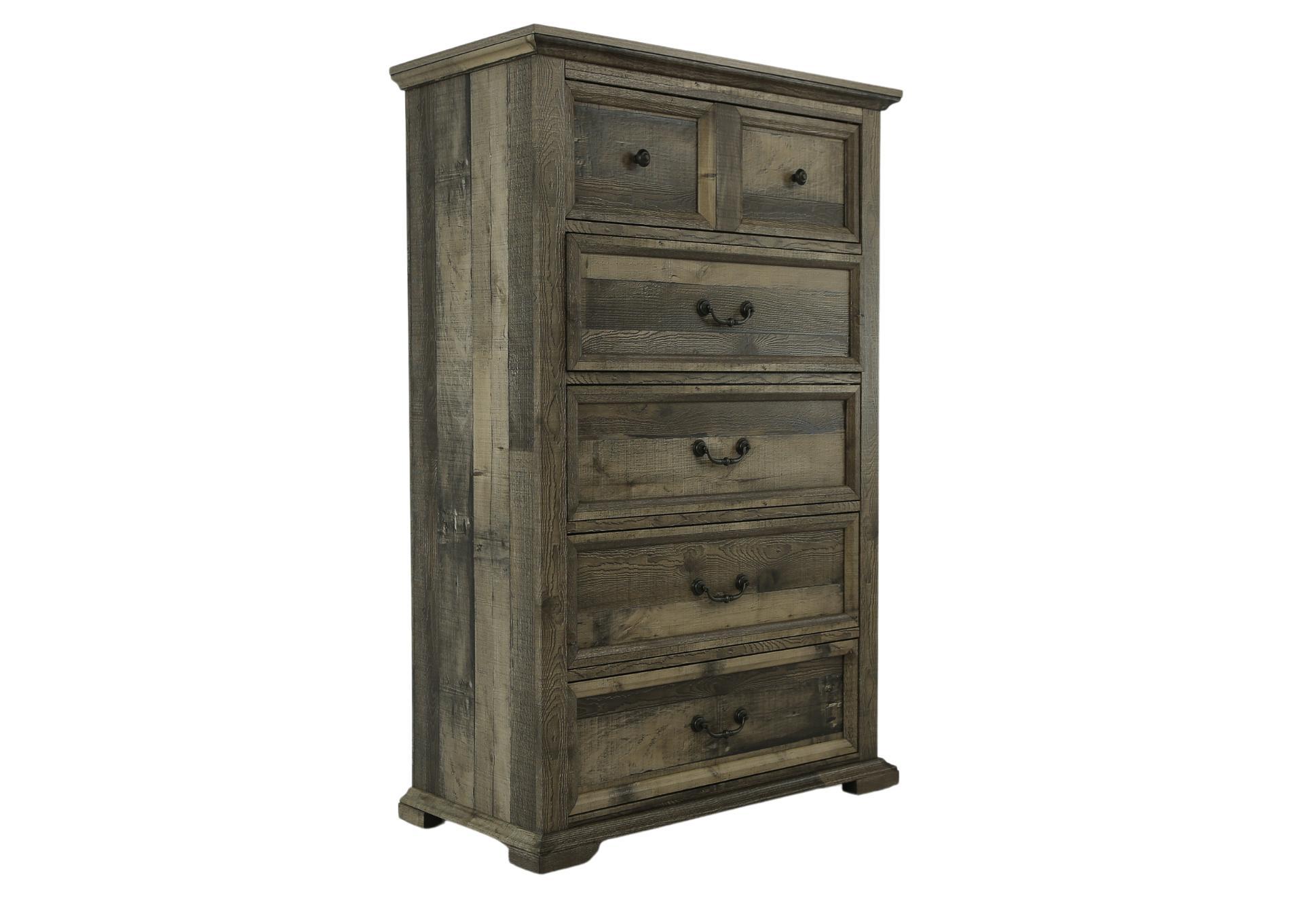 MOSSBERG RUSTIC GREY 5 DRAWER CHEST,LIFESTYLE FURNITURE