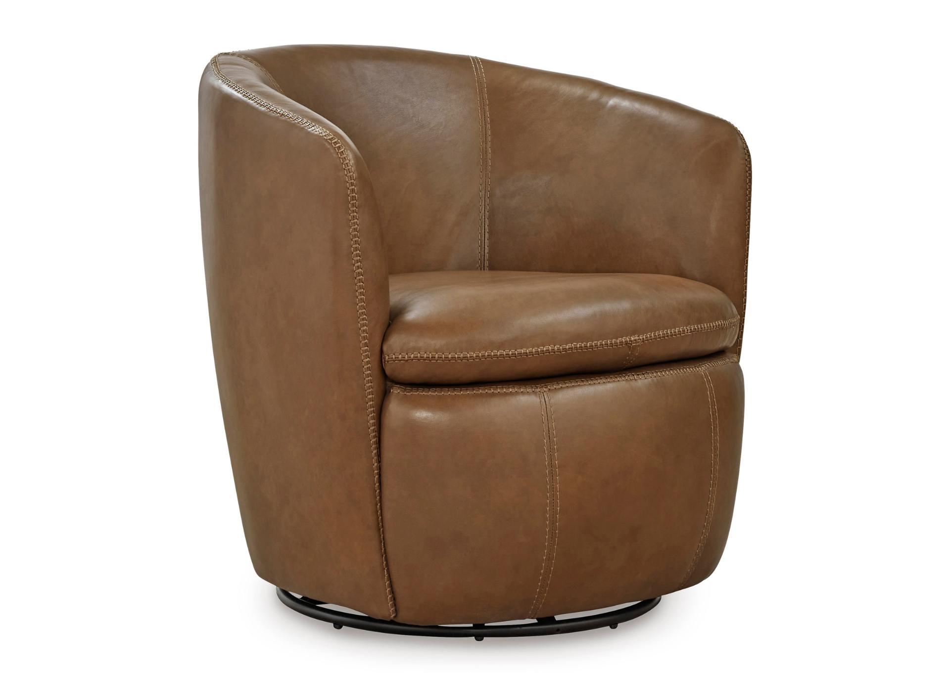 KIERREYS CARAMEL 100% LEATHER SWIVEL CHAIR,ASHLEY FURNITURE INC.