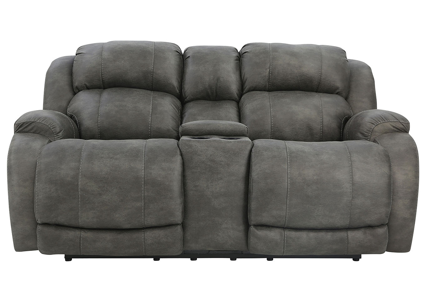MAXWELL GREY RECLINING LOVESEAT WITH CONSOLE
