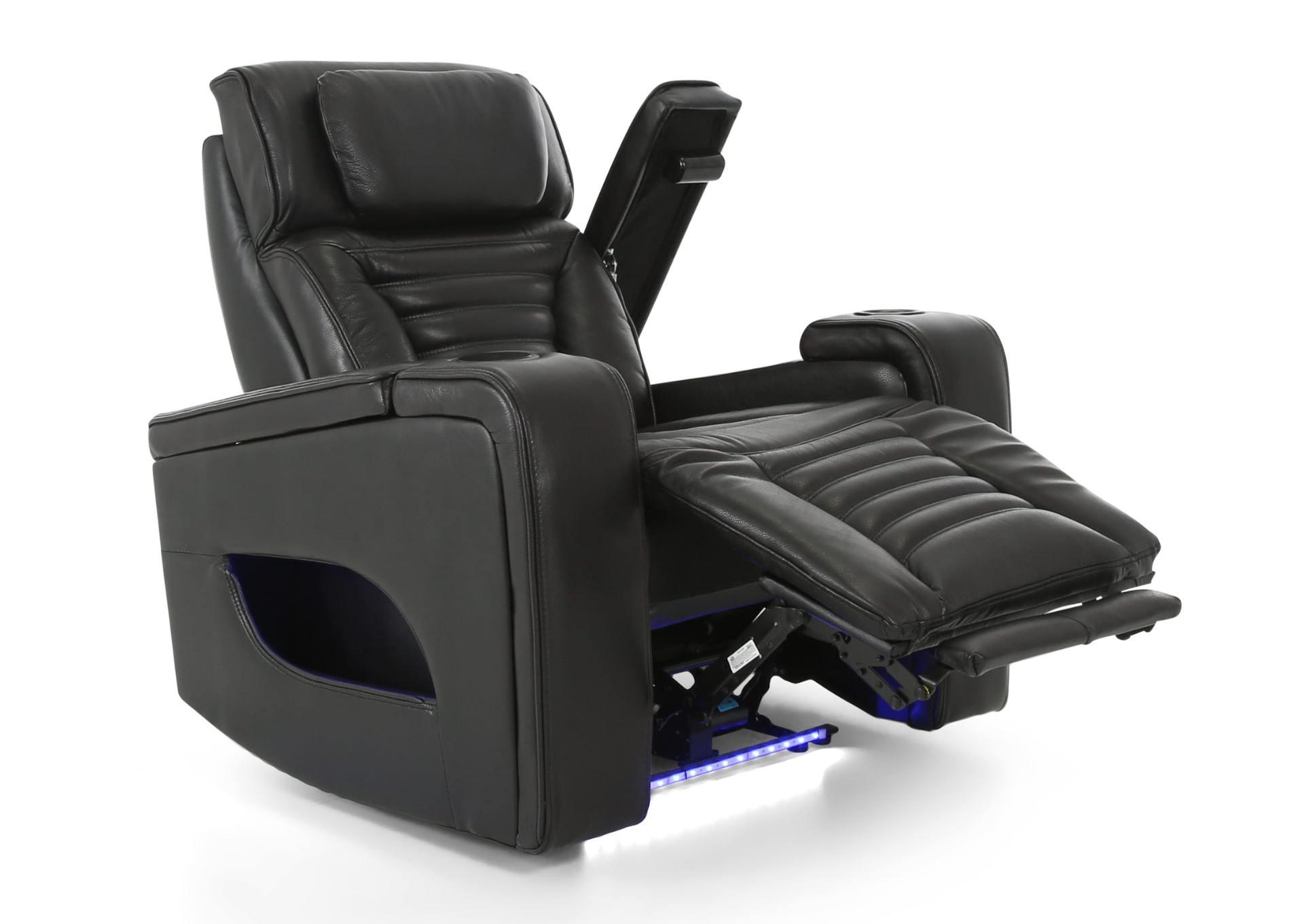 CALLIX BLACKBERRY LEATHER P2 POWER RECLINER WITH LIGHTS,CHEERS