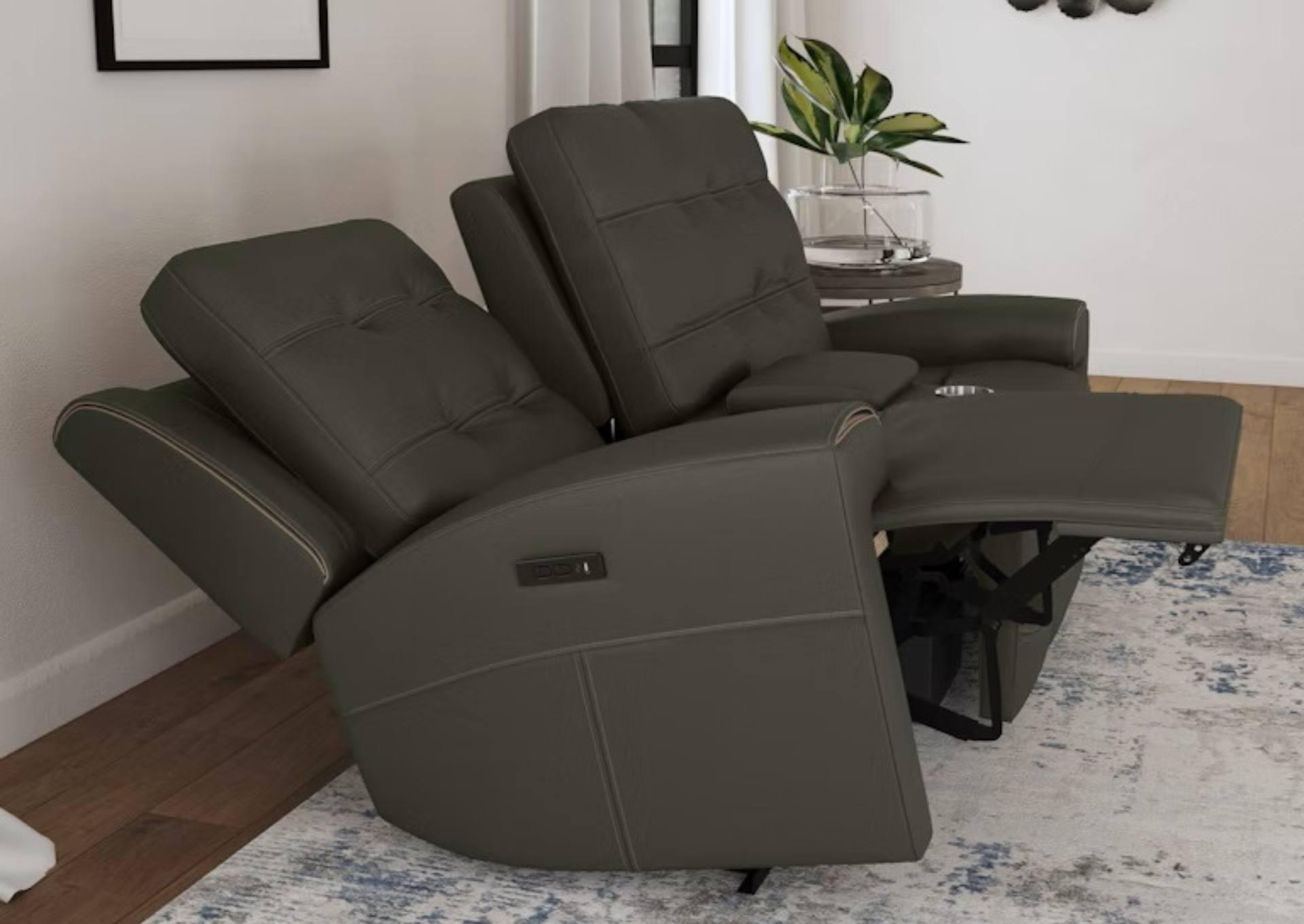 IRIS CHARCOAL RECLINING POWER LOVESEAT WITH CONSOLE P2,FLEXSTEEL INDUSTRIES INC.