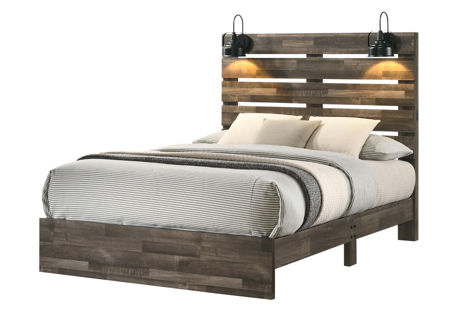 ARIANNA BROWN FULL BED WITH LIGHTS,LIFESTYLE FURNITURE