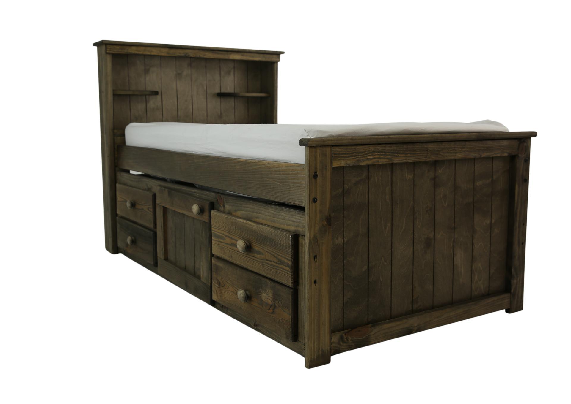GUNSMOKE TWIN CAPTAIN'S BED WITH STORAGE