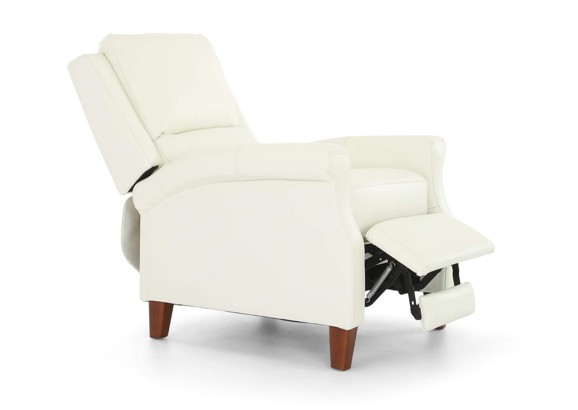 CARENTON WHITE LEATHER PUSH BACK RECLINER,CHEERS