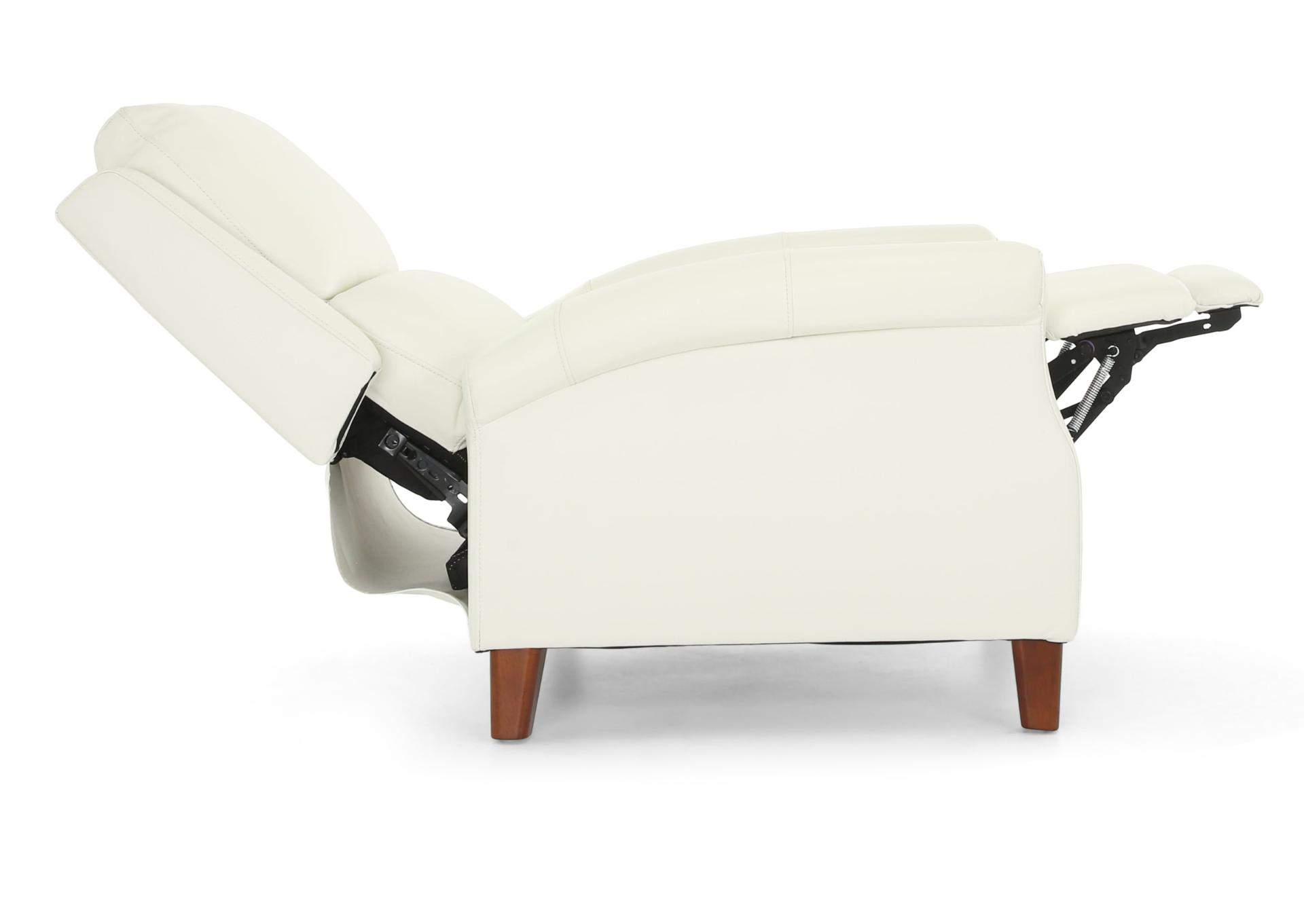CARENTON WHITE LEATHER PUSH BACK RECLINER,CHEERS