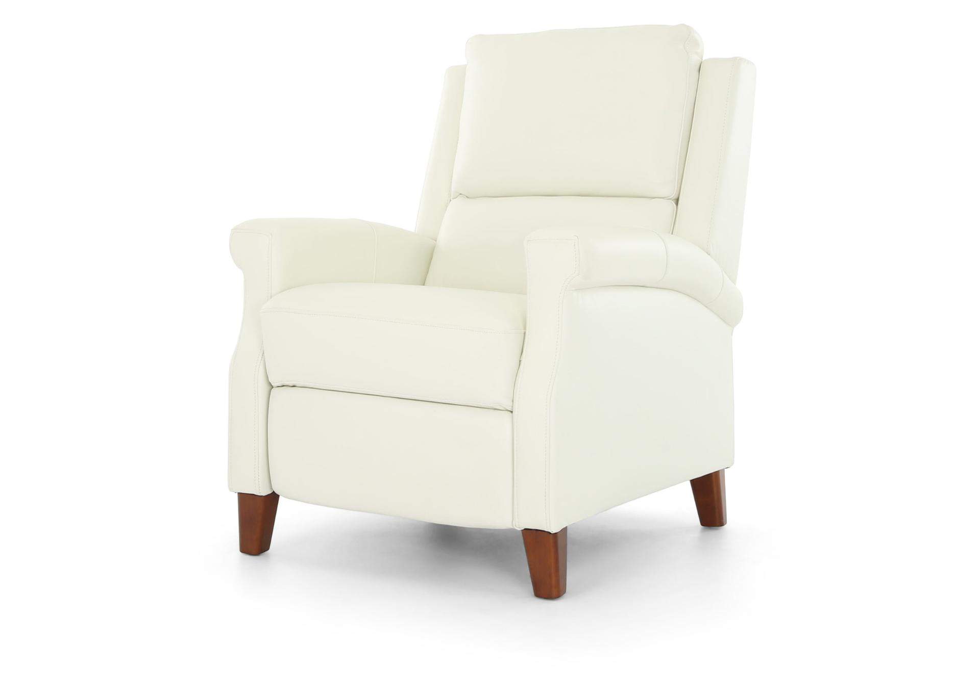 CARENTON WHITE LEATHER PUSH BACK RECLINER,CHEERS