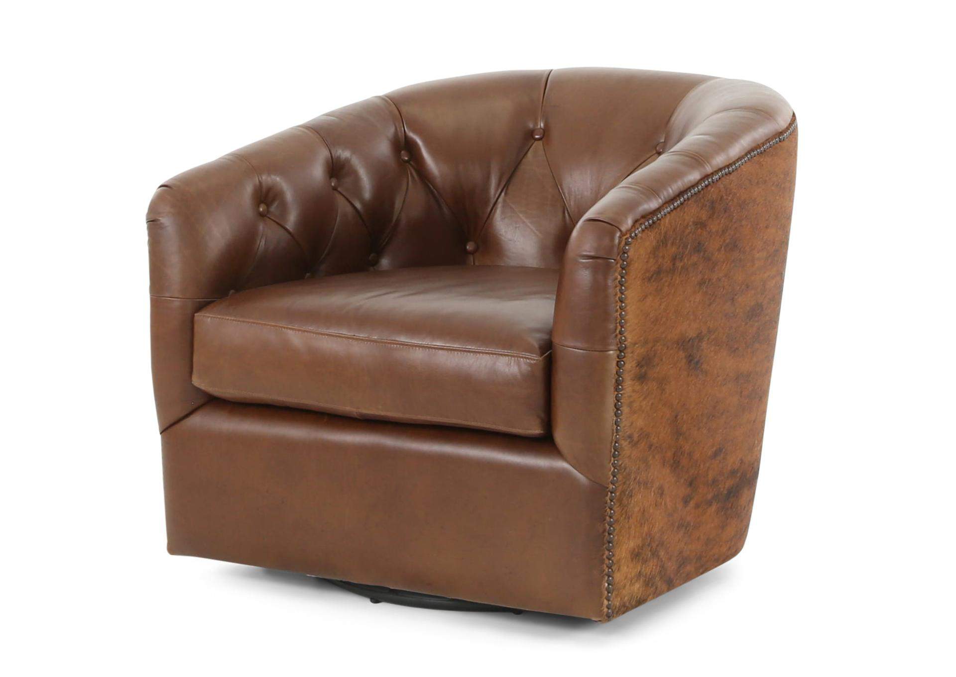 AMOS BROWN LEATHER SWIVEL CHAIR,MNDY