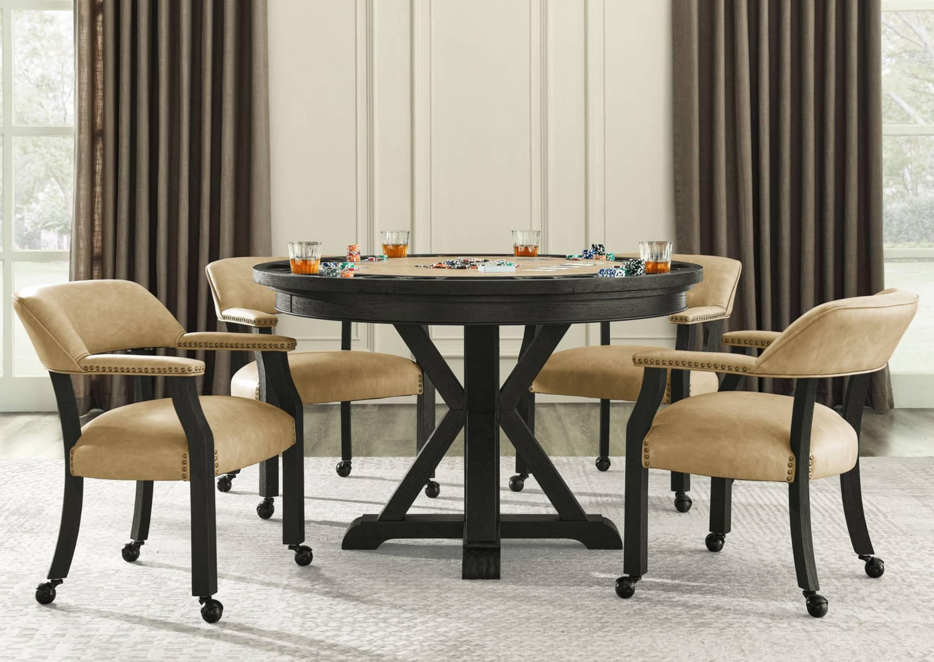 RYLIE BLACK 6PC DINING SET W/GAMIN TOP,STEVE SILVER COMPANY