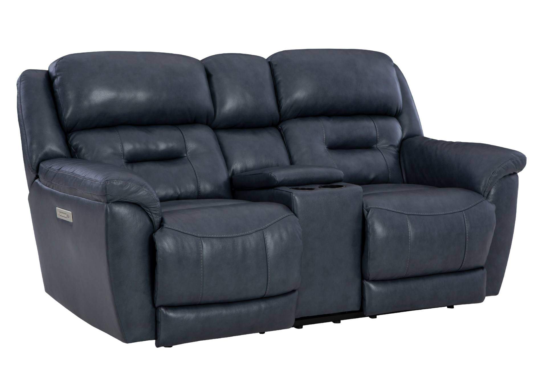 LAREDO MIDNIGHT P3 LEATHER POWER LOVESEAT WITH CONSOLE,HOMESTRETCH