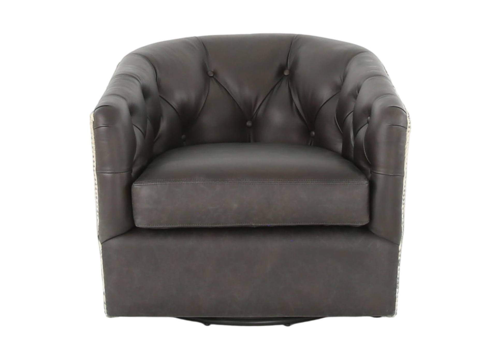 AMOS BLACK LEATHER SWIVEL CHAIR,MNDY