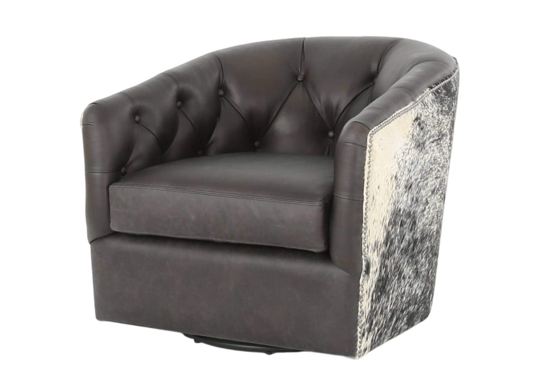 AMOS BLACK LEATHER SWIVEL CHAIR,MNDY