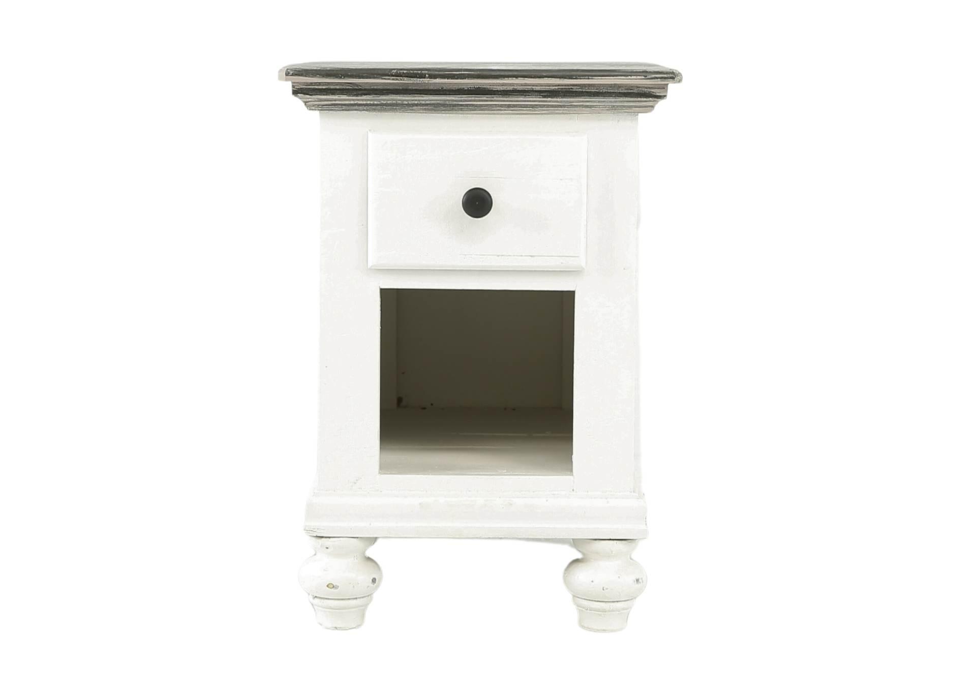 NIKKI WHITE/WEATHERED ACCENT TABLE,ARDENT HOME