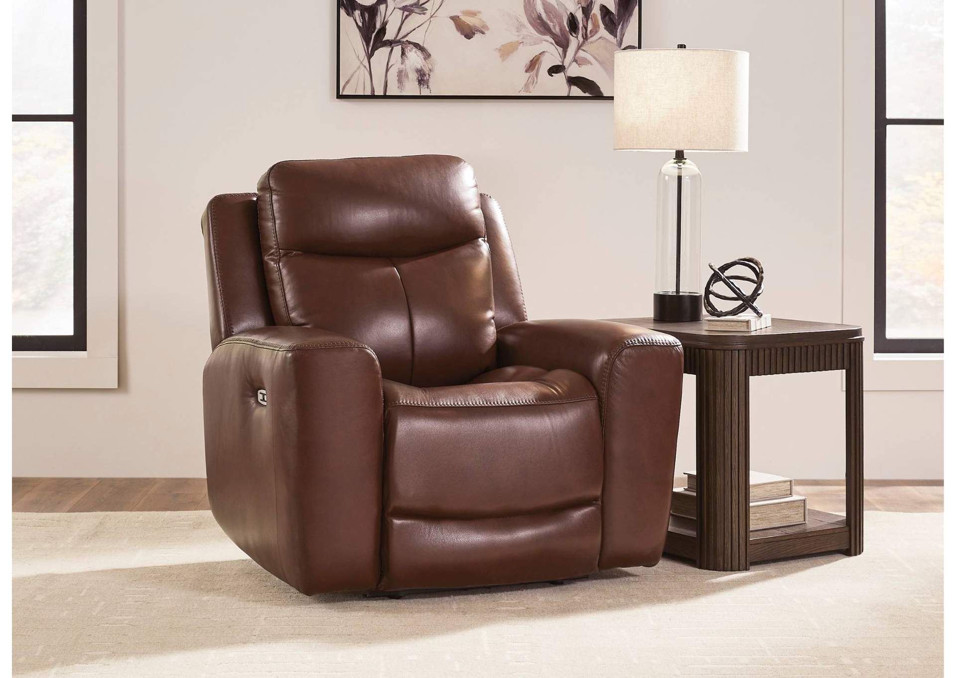 MOMENTUM MAHOGANY LEATHER 2P POWER RECLINER WITH ADJUSTABLE HEADREST,ASHLEY FURNITURE INC.
