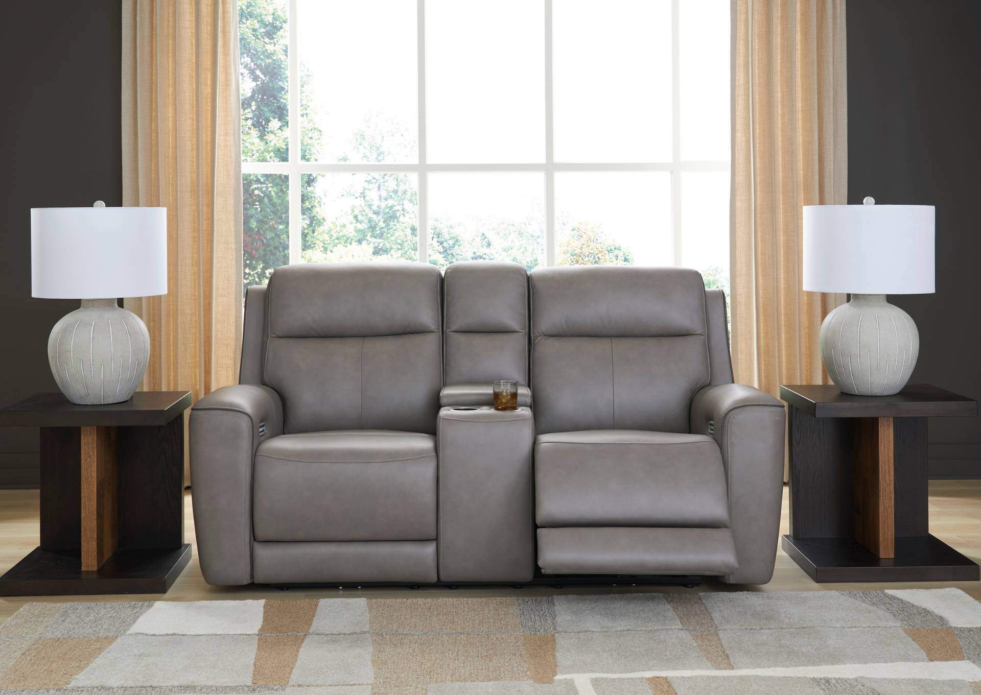 ZELDA COIN LEATHER 2P POWER CONSOLE LOVESEAT,ASHLEY FURNITURE INC.