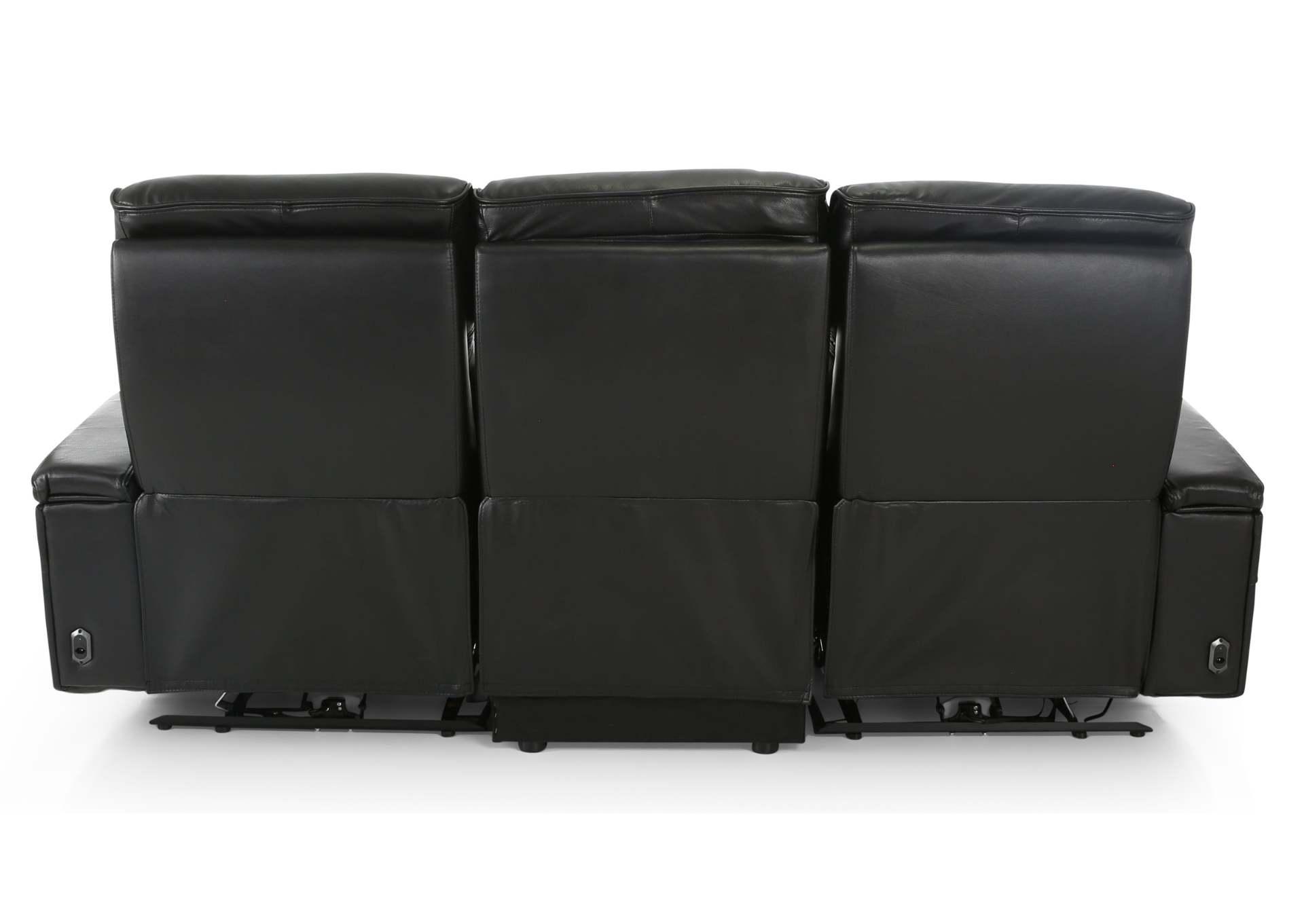 CALLIX BLACKBERRY LEATHER P2 POWER SOFA WITH CHARGING TABLE AND LIGHTS,CHEERS