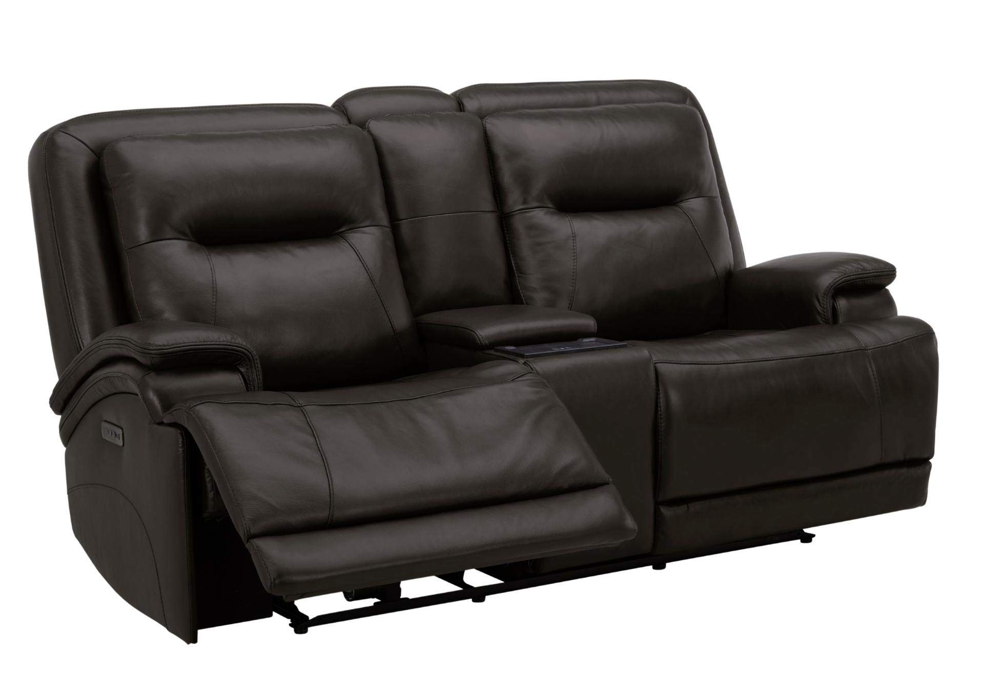 BROCKTON CHARCOAL 3P POWER CONSOLE LOVESEAT WITH POWER HEADREST AND LUMBAR,KUKA