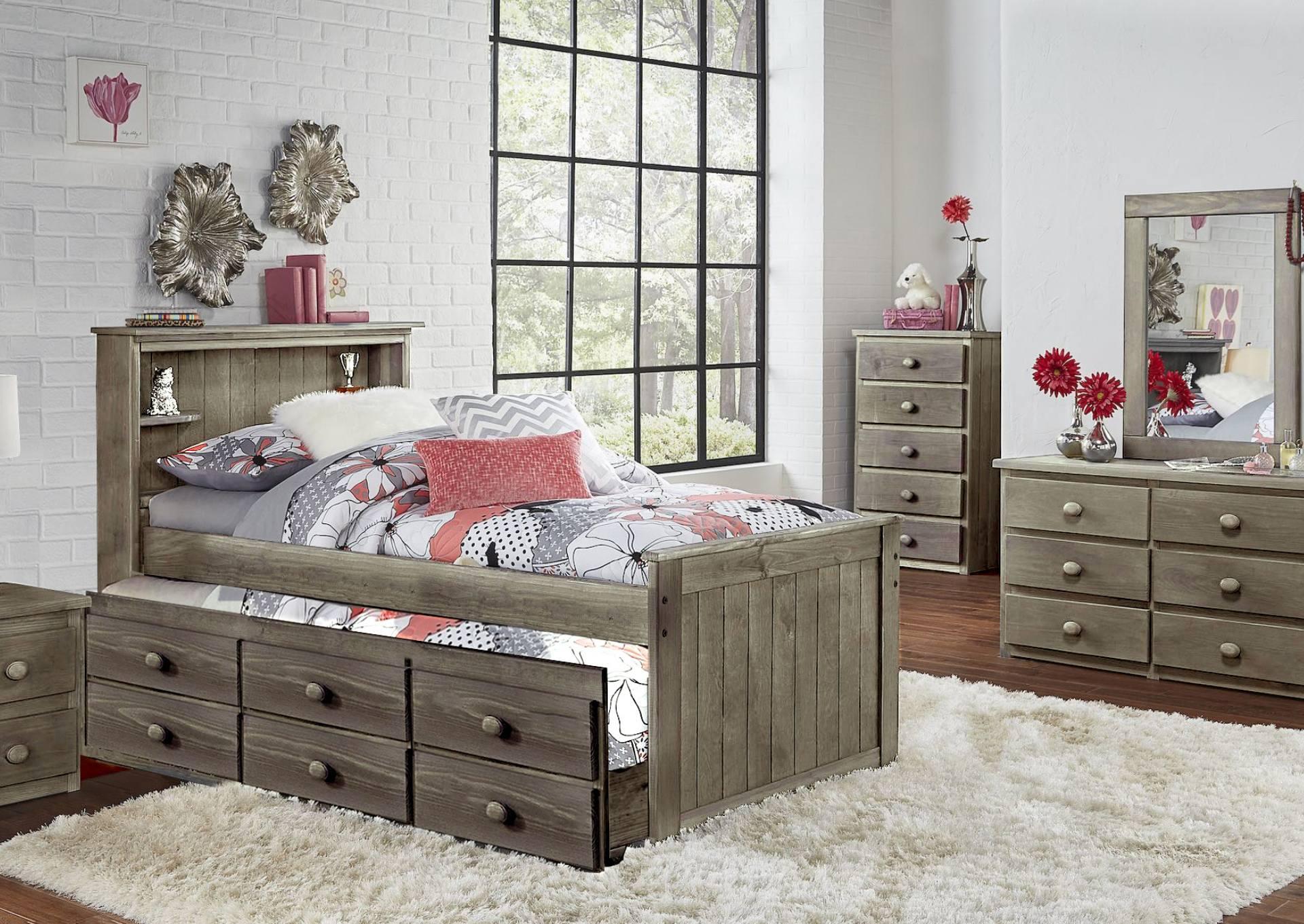 GUNSMOKE TWIN CAPTAIN'S BED WITH TRUNDLE