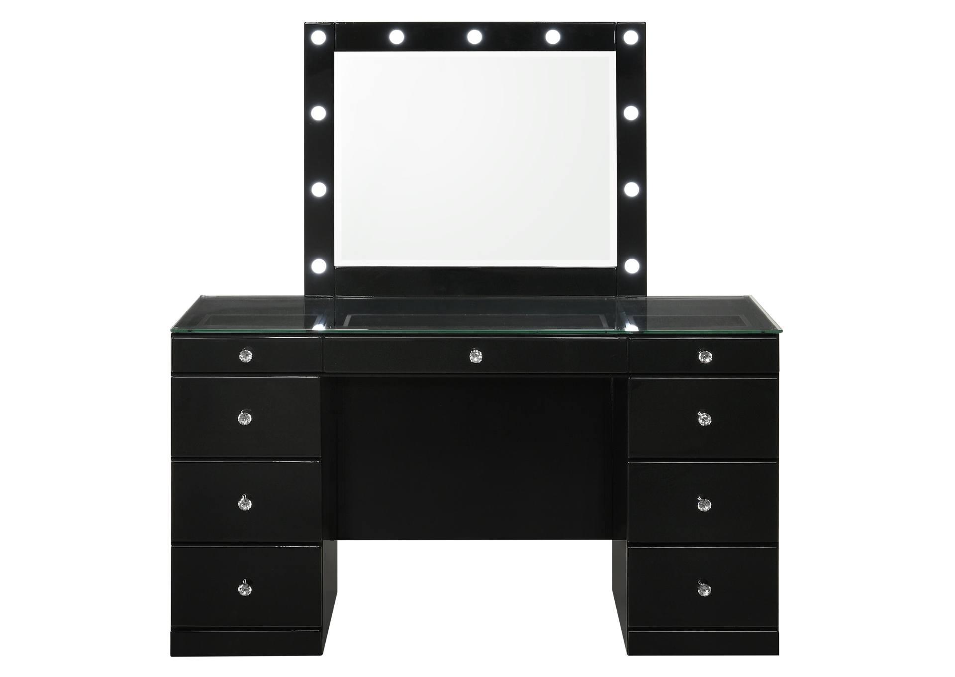 AVERY BLACK VANITY WITH LED MIRROR,CROWN MARK INT.