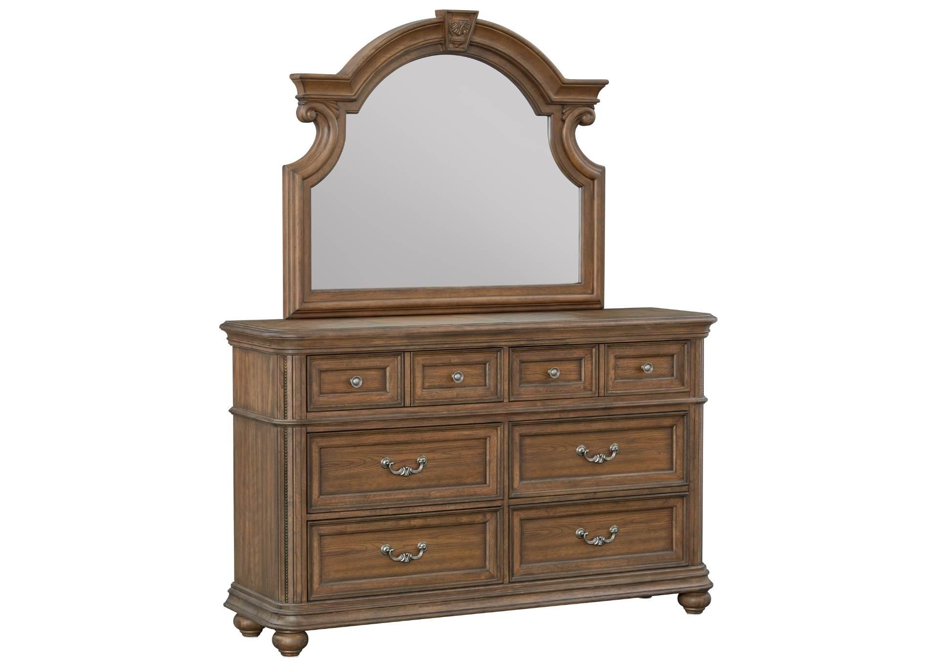 MALLORY LIGHT OAK DRESSER AND MIRROR,AVALON FURNITURE