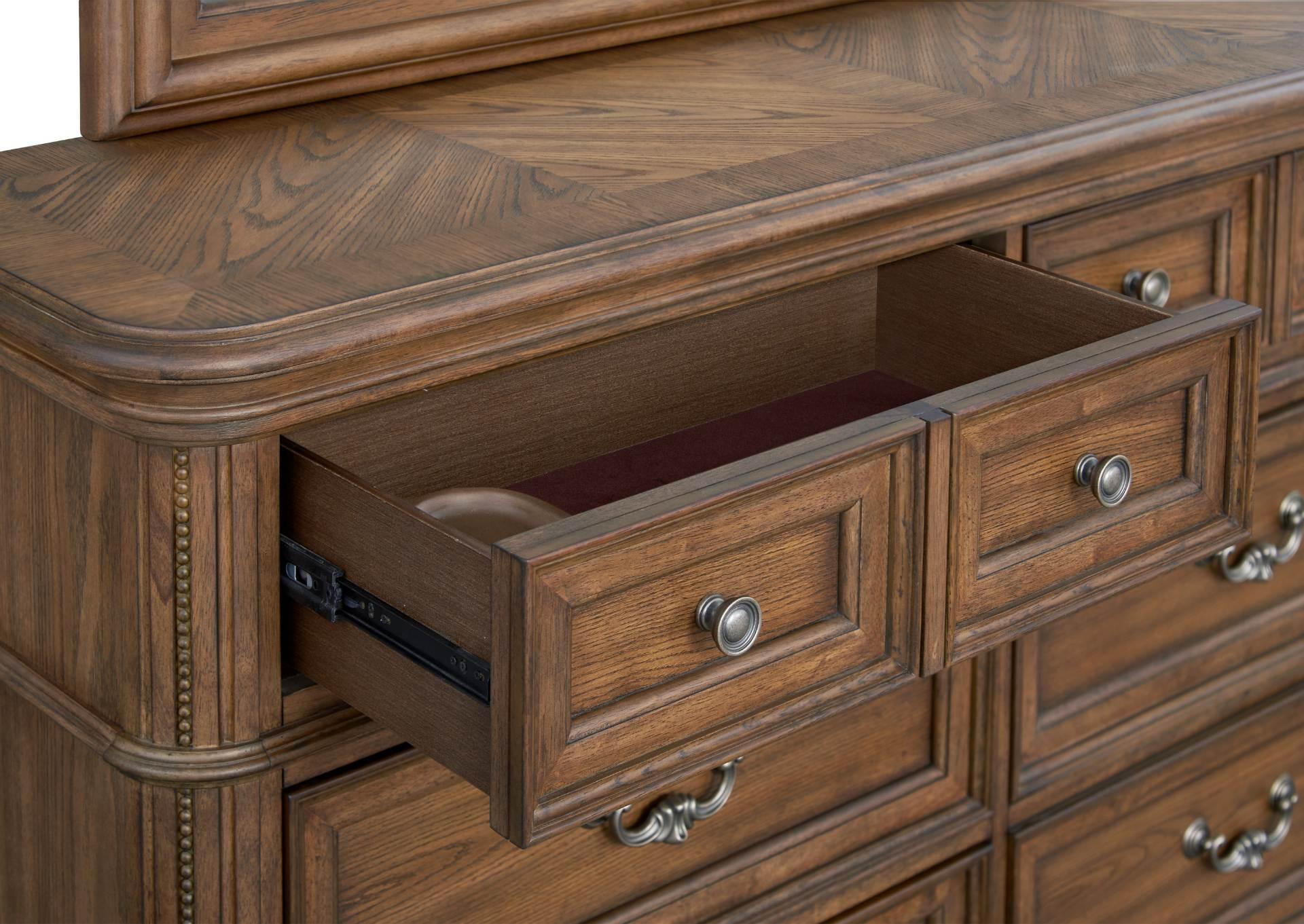 MALLORY LIGHT OAK DRESSER AND MIRROR,AVALON FURNITURE