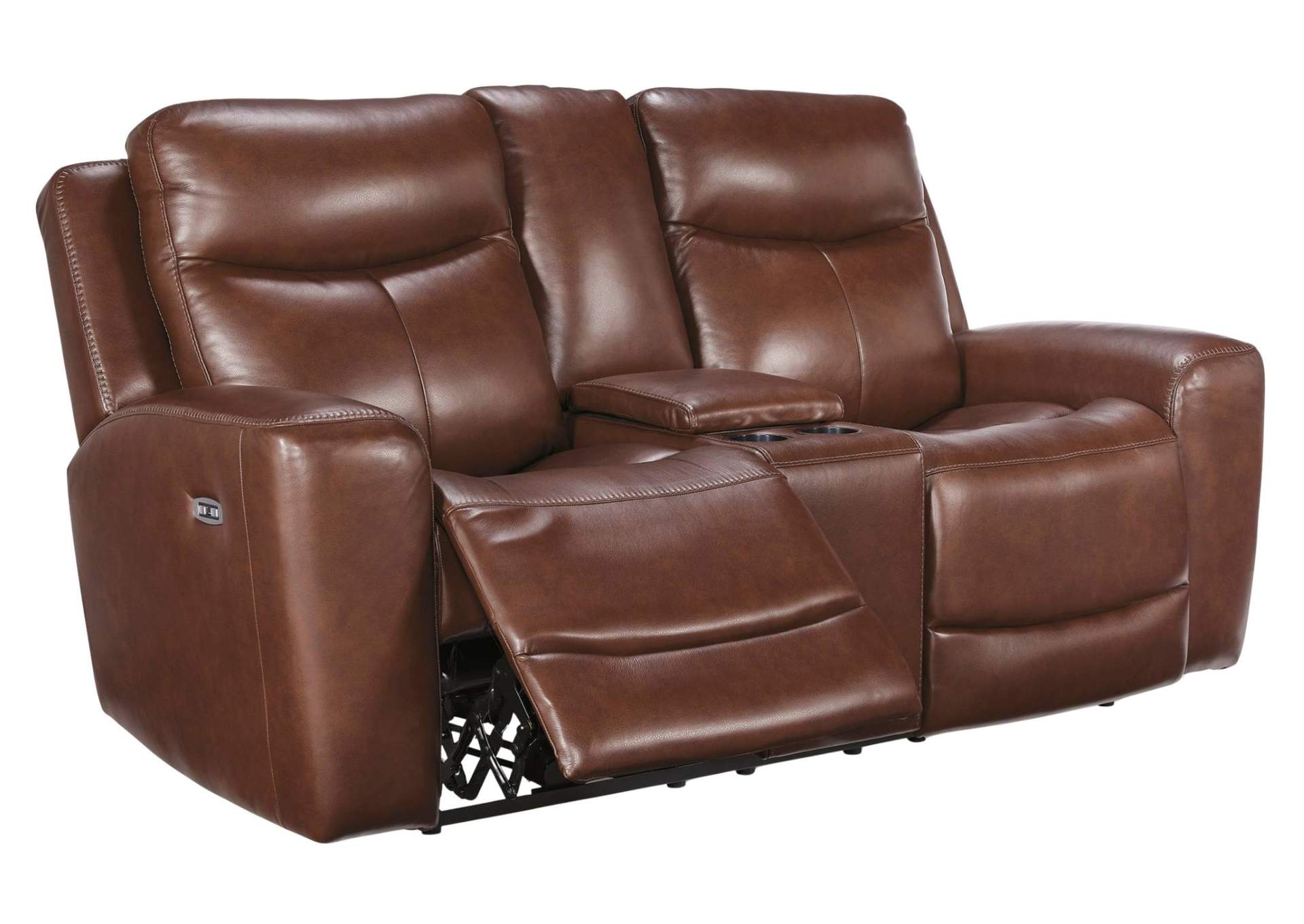 MOMENTUM MAHOGANY LEATHER 2P POWER CONSOLE LOVESEAT,ASHLEY FURNITURE INC.
