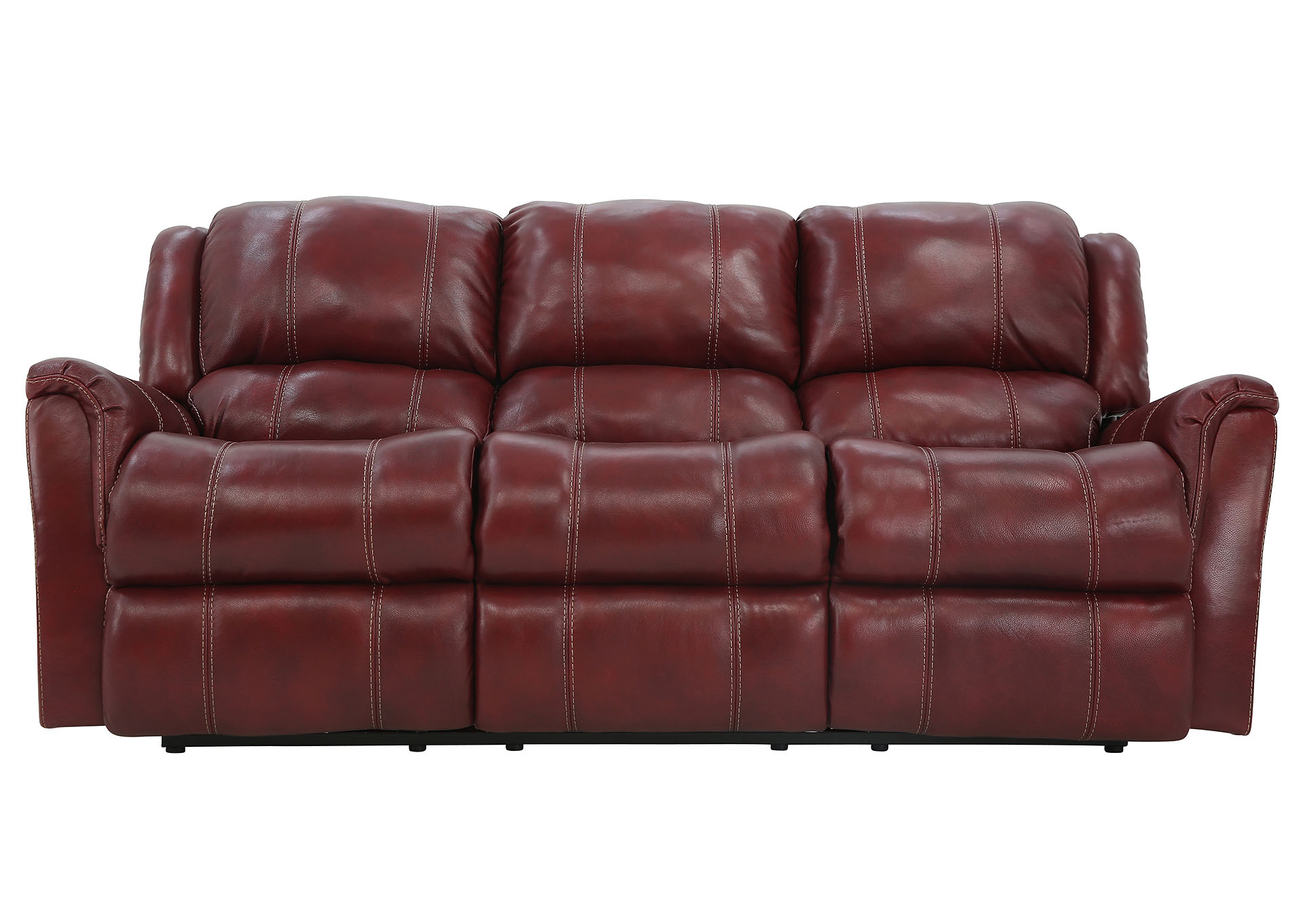 BRYCE RED LEATHER RECLINING SOFA,HOMESTRETCH