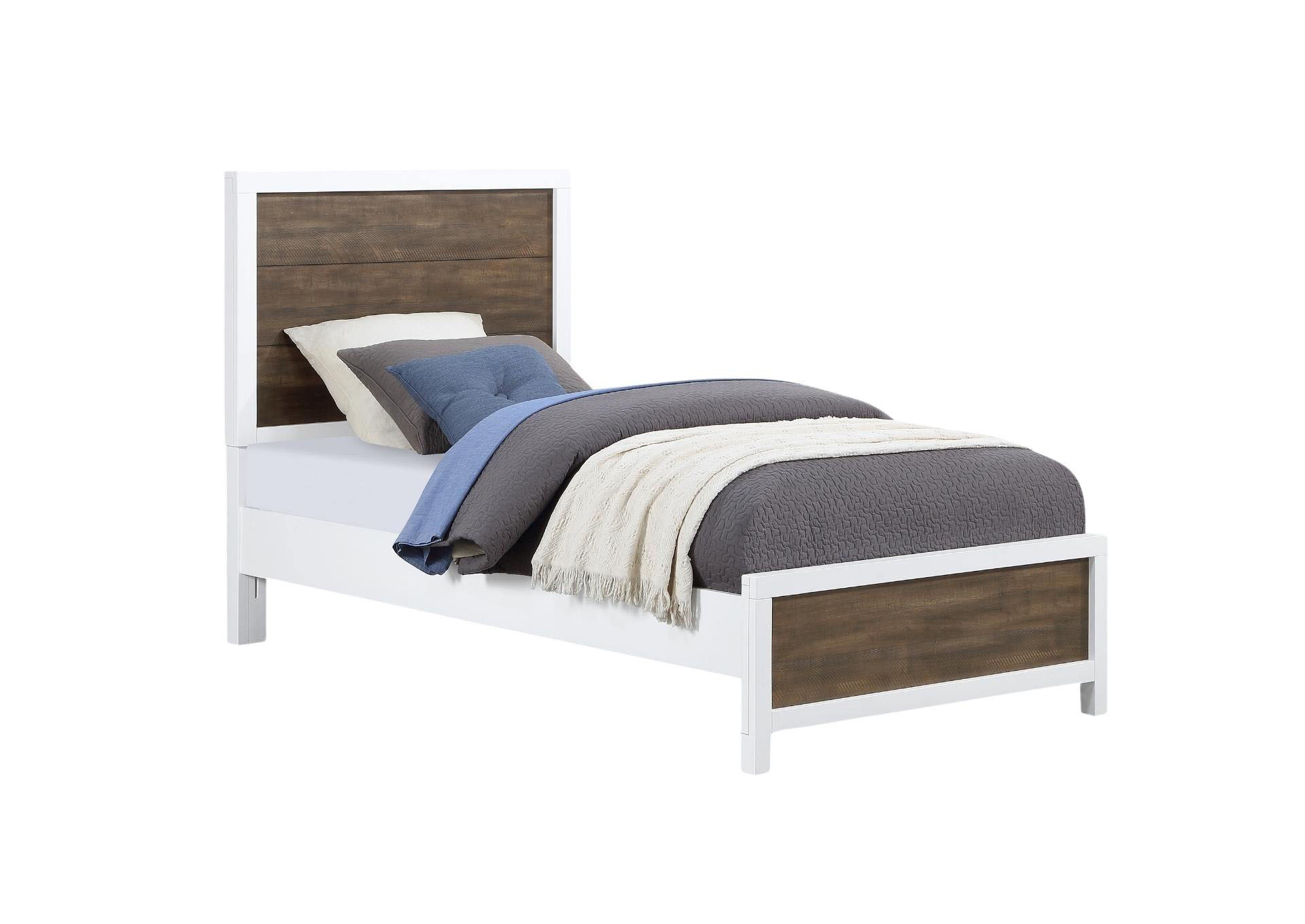 DAUGHTREY WHITE TWIN PANEL BED