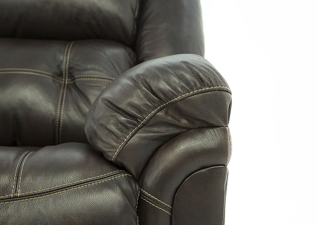 HUDSON CHOCOLATE LEATHER 1P POWER RECLINER,HOMESTRETCH