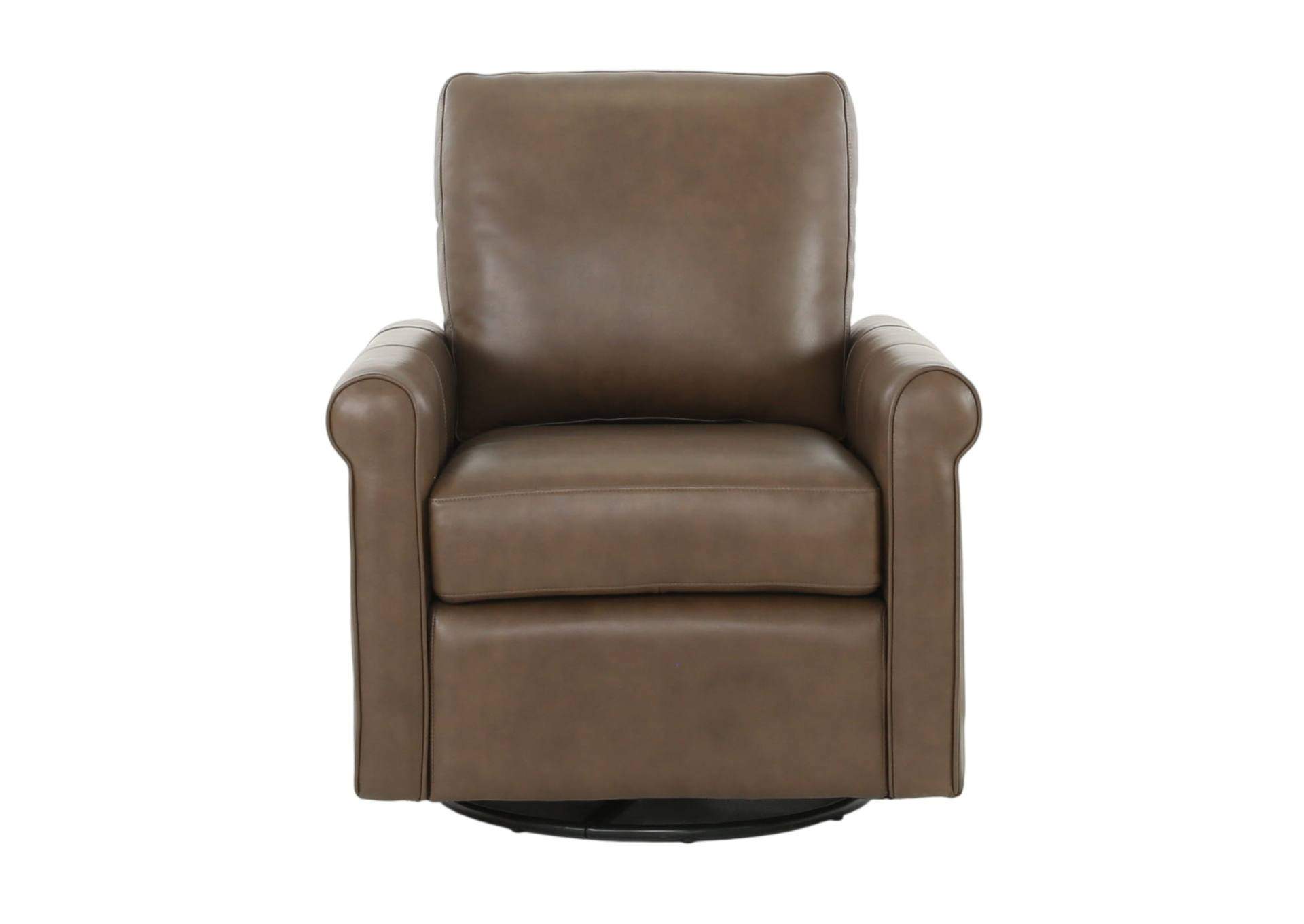 LUKE CHOCOLATE LEATHER SWIVEL GLIDE CHAIR,MNDY