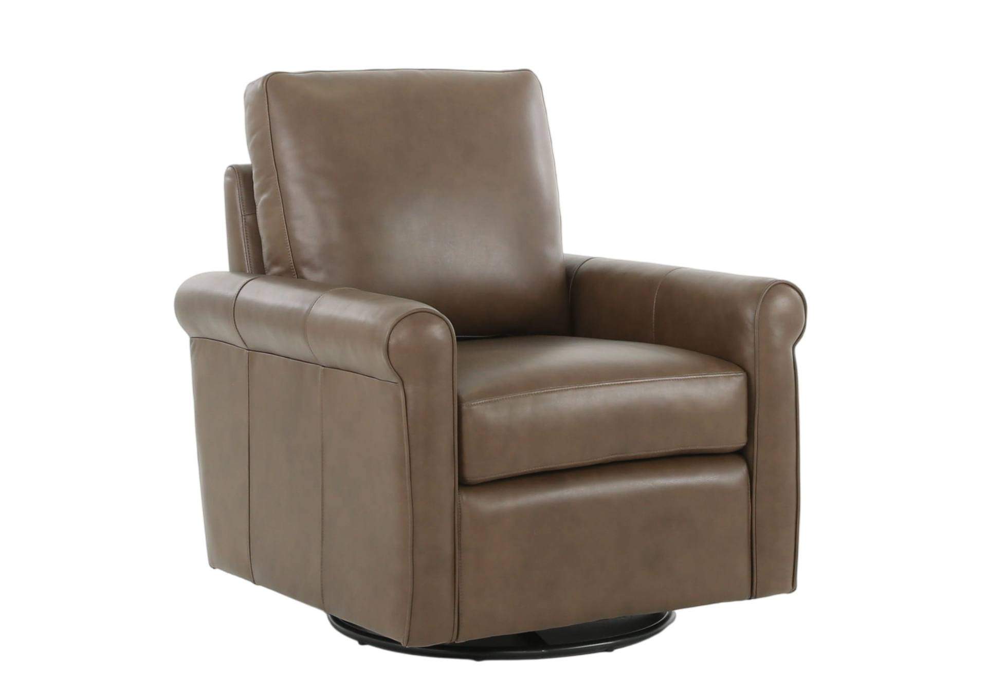 LUKE CHOCOLATE LEATHER SWIVEL GLIDE CHAIR,MNDY