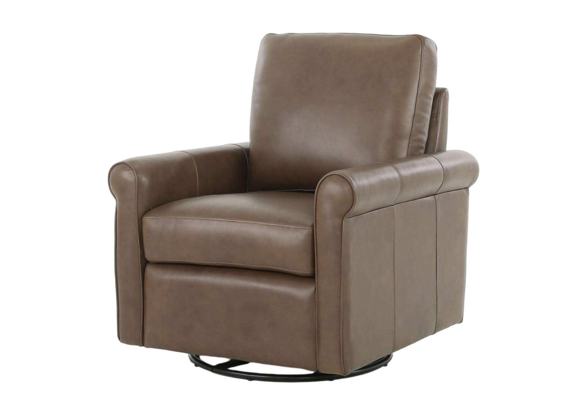 LUKE CHOCOLATE LEATHER SWIVEL GLIDE CHAIR,MNDY